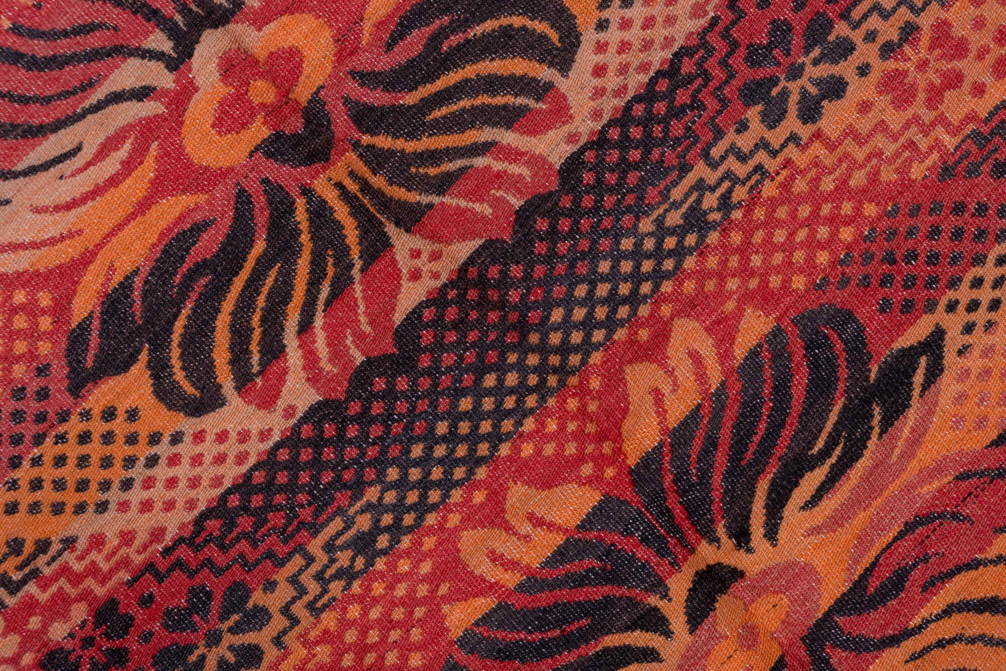 5' x 11' one-of-a-kind handmade vintage Kilim rug. Color palette: black, brown, gray, pink, red, wine