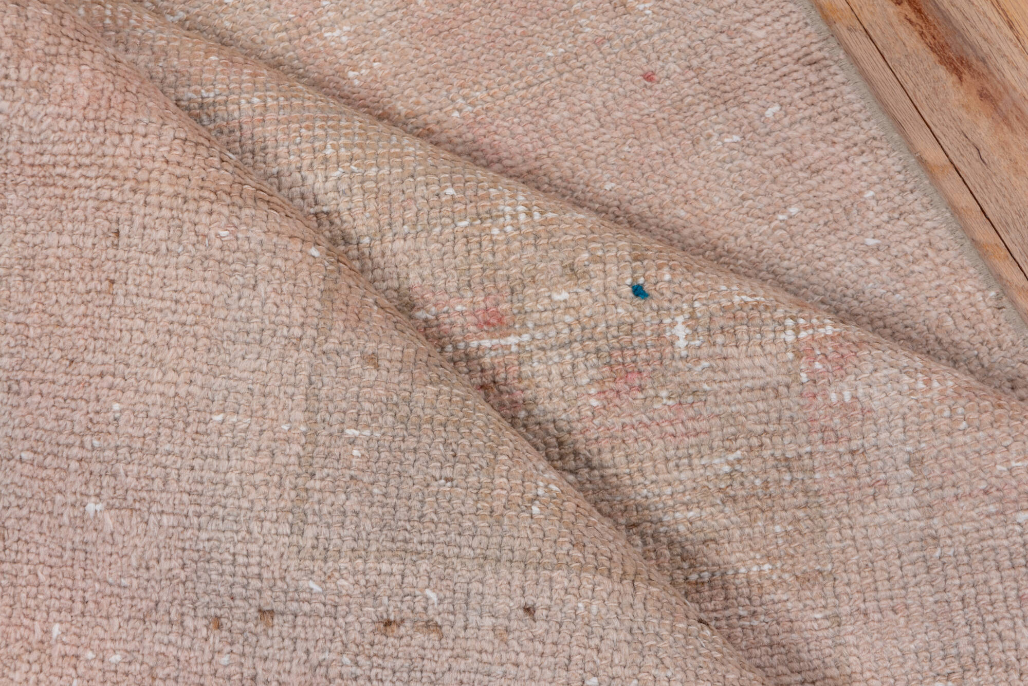 2' x 5' one-of-a-kind handmade vintage Oushak small size rug. Color palette: brown, gray, light gray, off-white, pink, snow