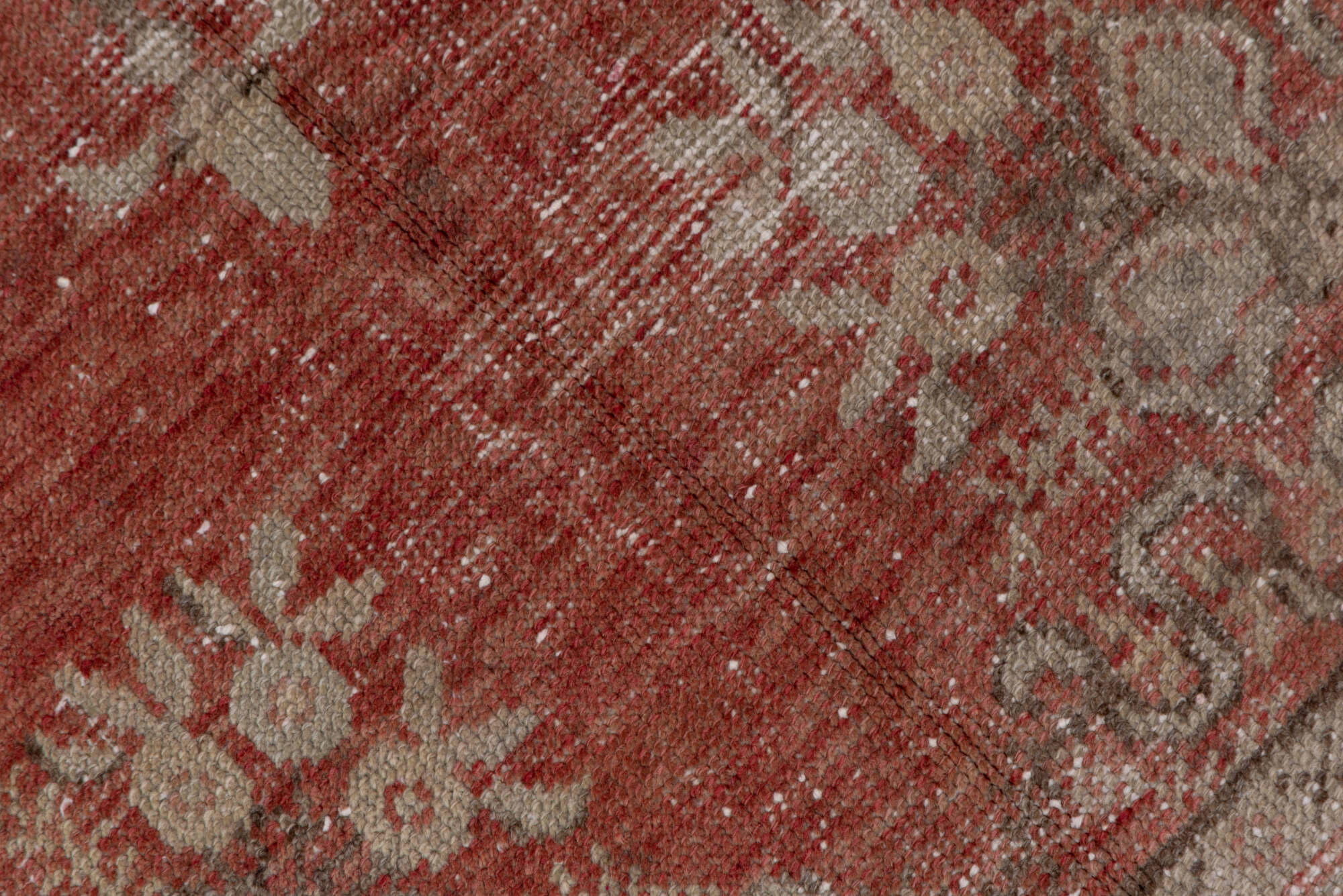 3' x 6' one-of-a-kind handmade vintage Oushak small size rug. Color palette: gainsboro, gray, light gray, off-white, pink