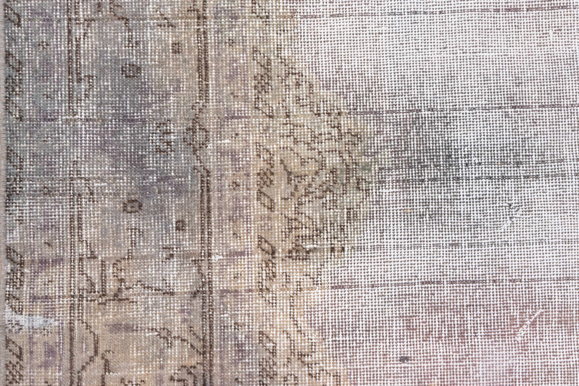 6' x 10' one-of-a-kind handmade vintage Oushak large size rug. Color palette: brown, gainsboro, gray, light gray, off-white