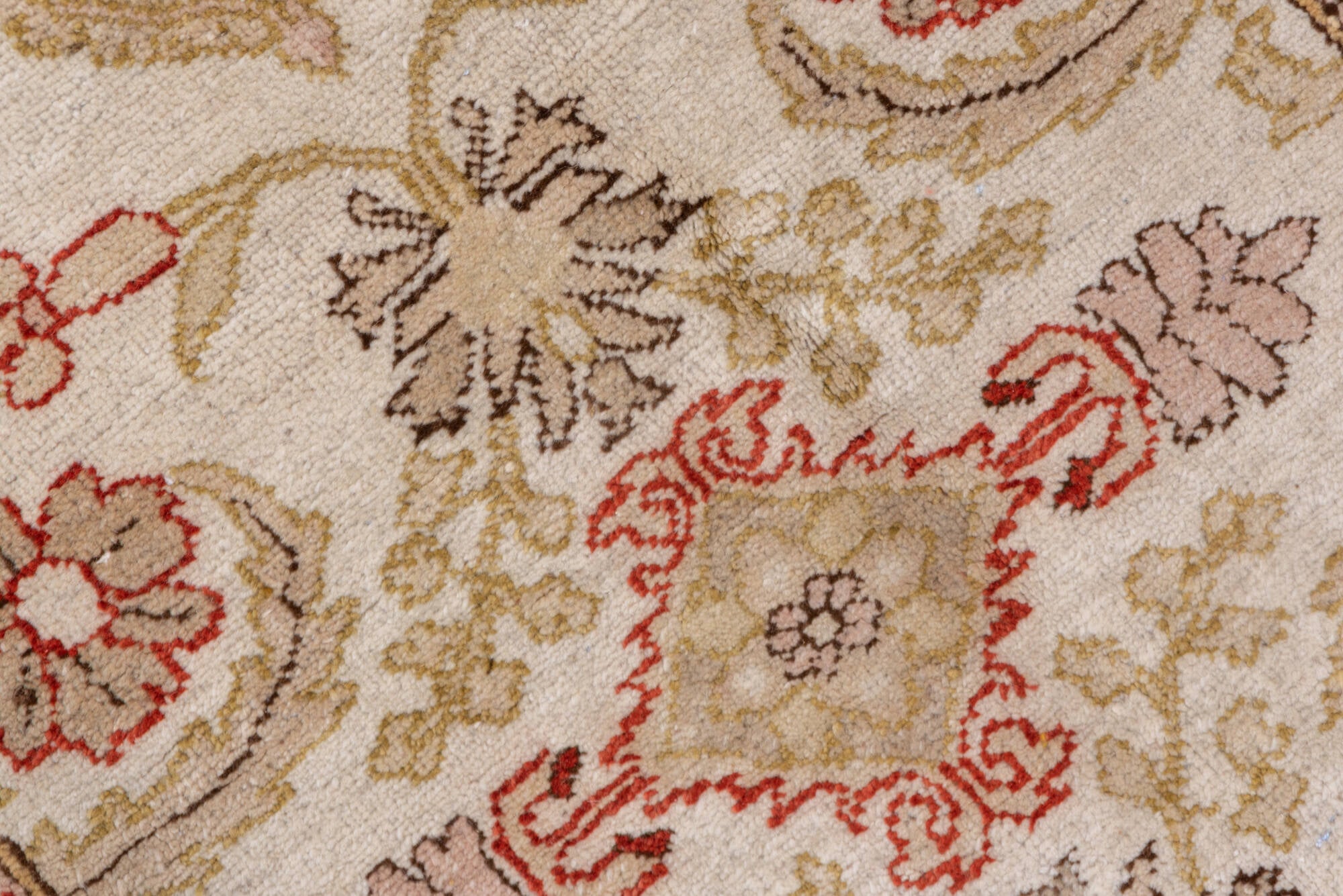 2' x 10' one-of-a-kind handmade vintage Tabriz runner rug. Color palette: brown, gray, light gray, off-white, pink, red