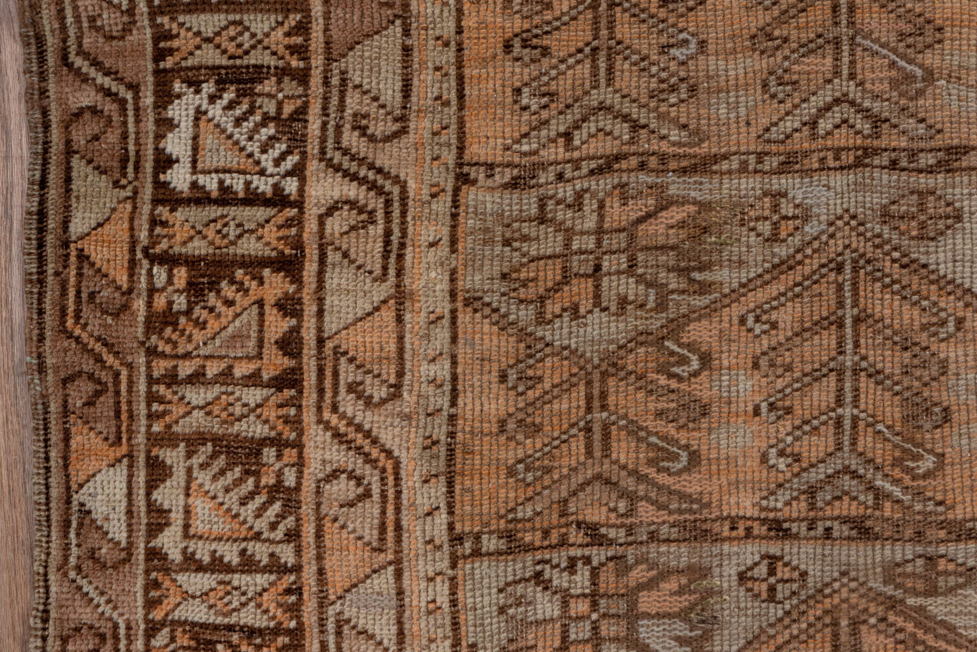 3' x 4' one-of-a-kind handmade vintage Oushak small size rug. Color palette: brown, gray, light gray, off-white, pink