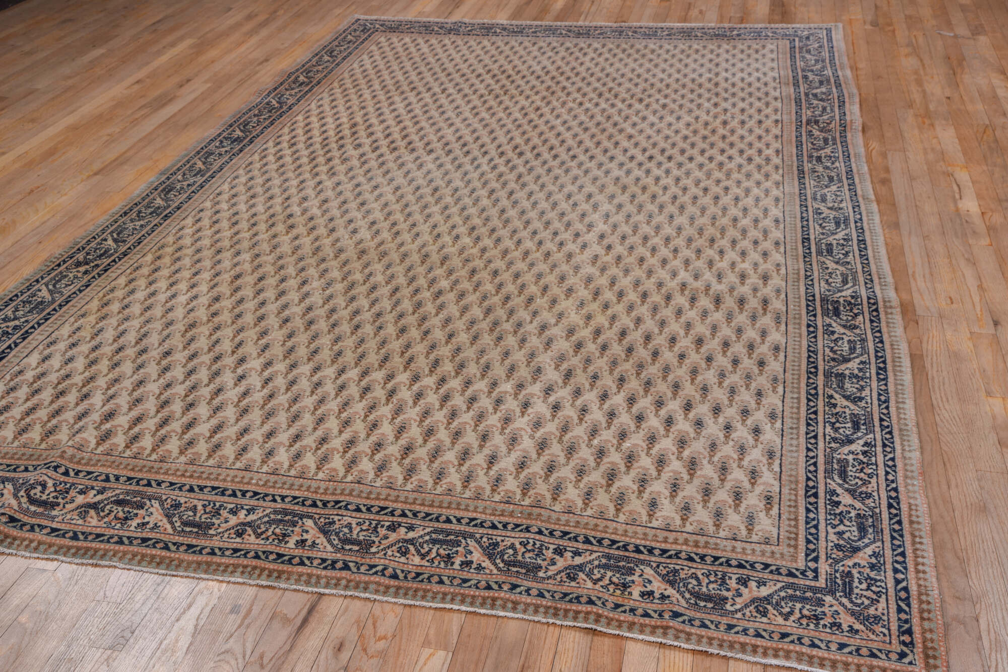 7' x 11' one-of-a-kind handmade vintage Sivas large size rug. Color palette: black, blue, brown, dark gray, dim gray, gray
