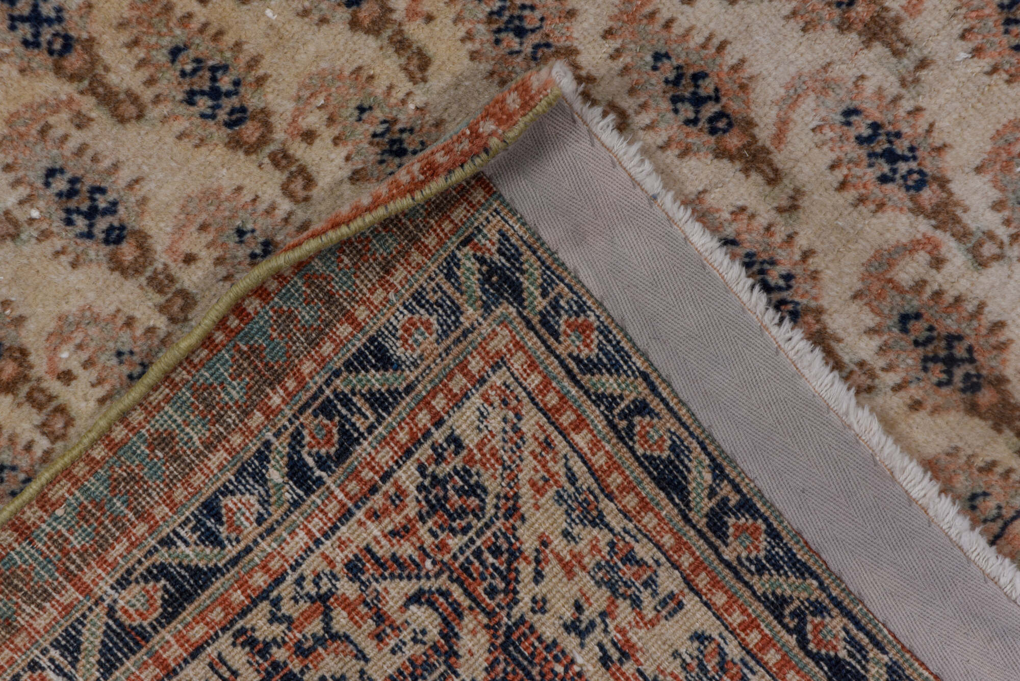 7' x 11' one-of-a-kind handmade vintage Sivas large size rug. Color palette: black, blue, brown, dark gray, dim gray, gray