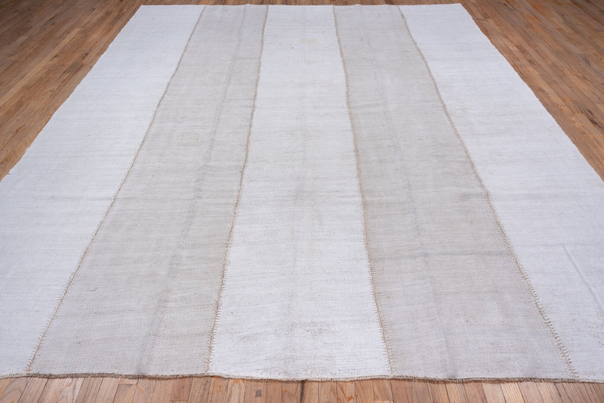 9' x 12' one-of-a-kind handmade vintage Hemp Kilim large size rug. Color palette: alice blue, azure, dark gray, gainsboro