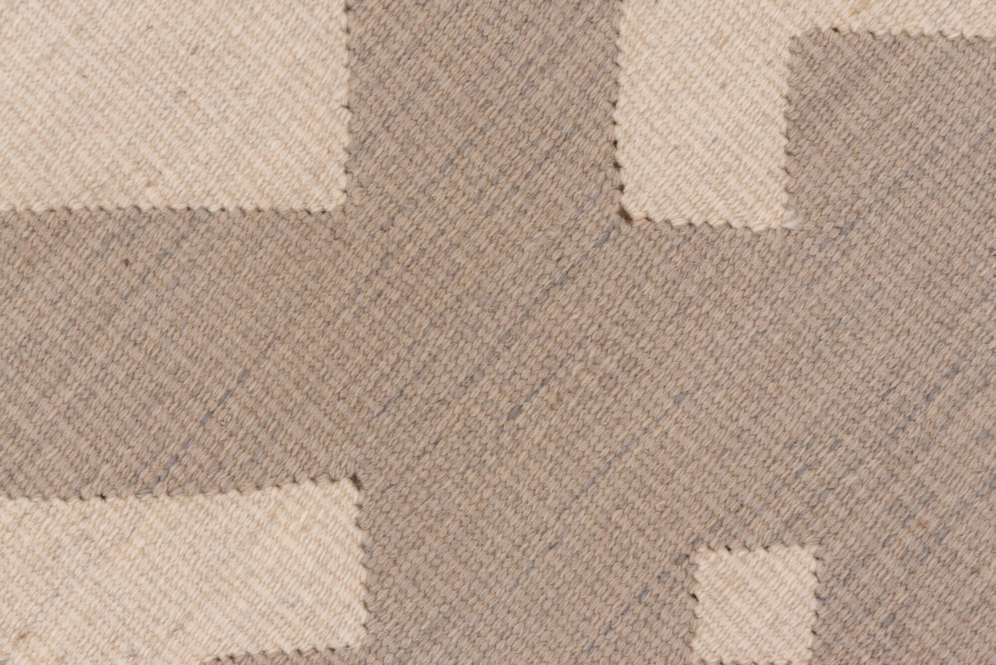 3' x 5' one-of-a-kind handmade vintage Kilim small size rug. Color palette: brown, dim gray, gainsboro, gray, light gray