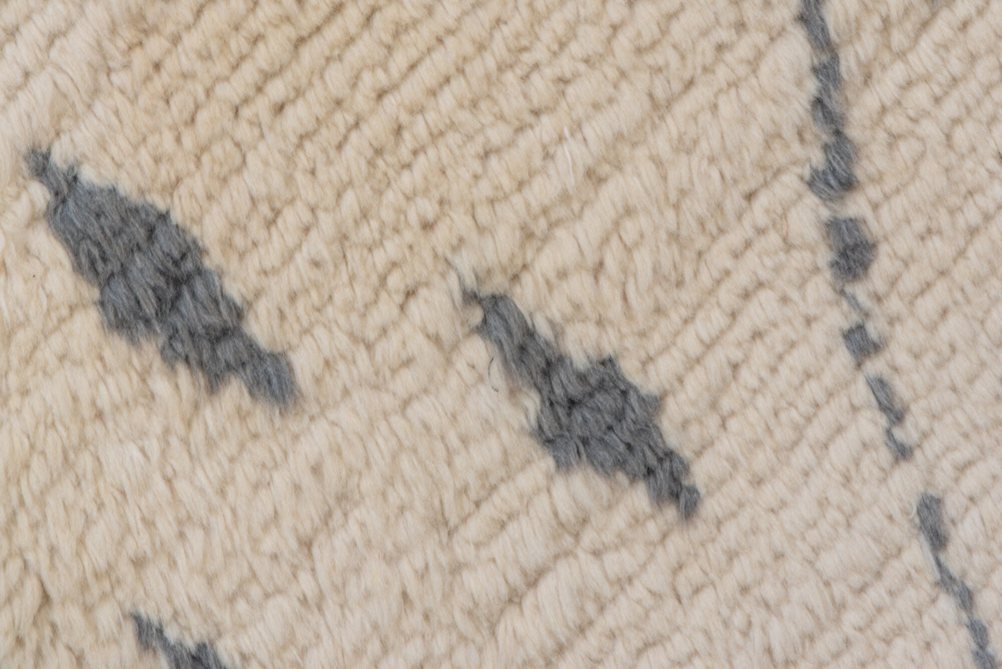 3' x 13' one-of-a-kind handmade vintage Moroccan runner rug. Color palette: antiquewhite, dark gray, gray, light gray, linen