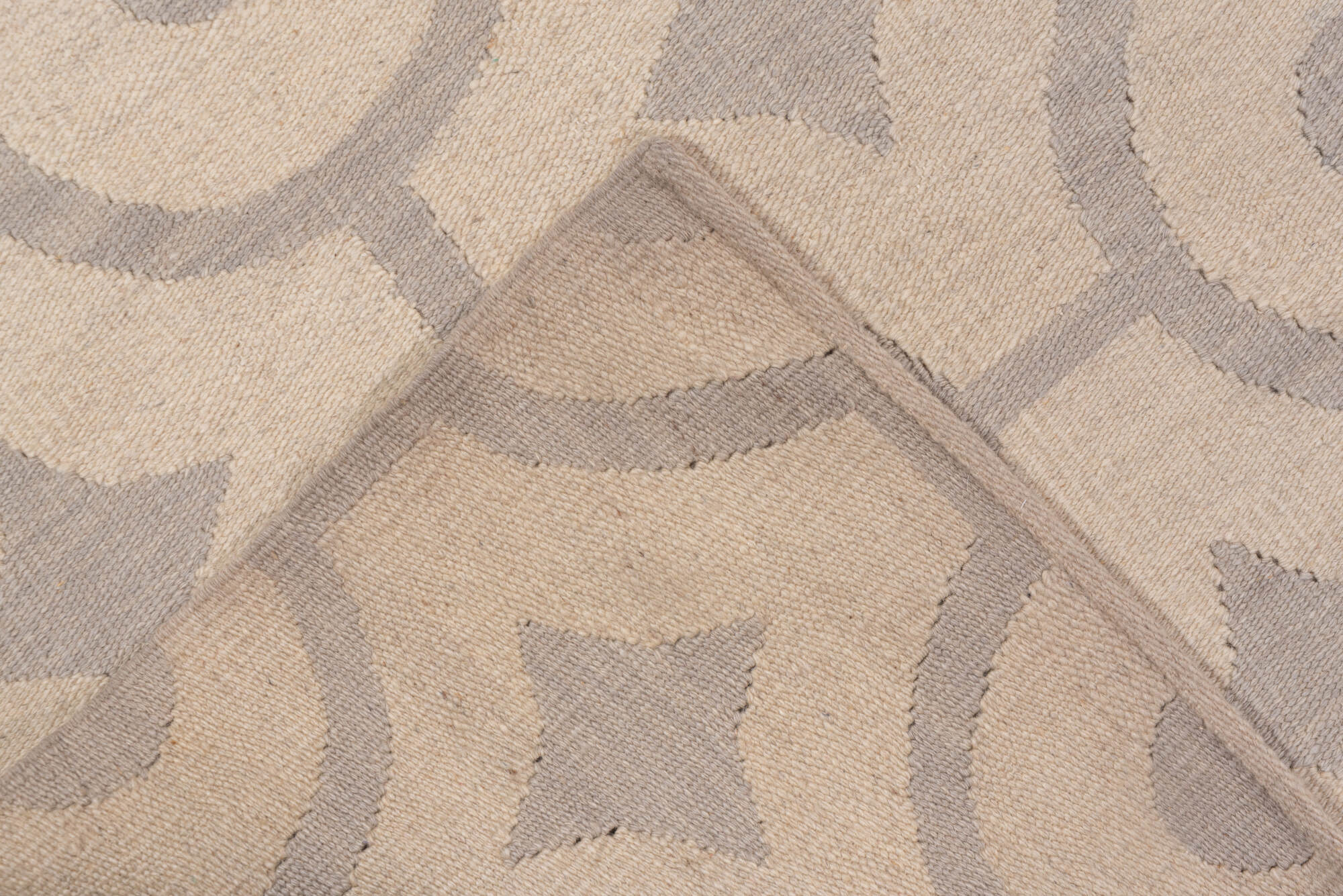 6' x 9' one-of-a-kind handmade vintage Kilim medium size rug. Color palette: brown, gainsboro, gray, light gray, off-white