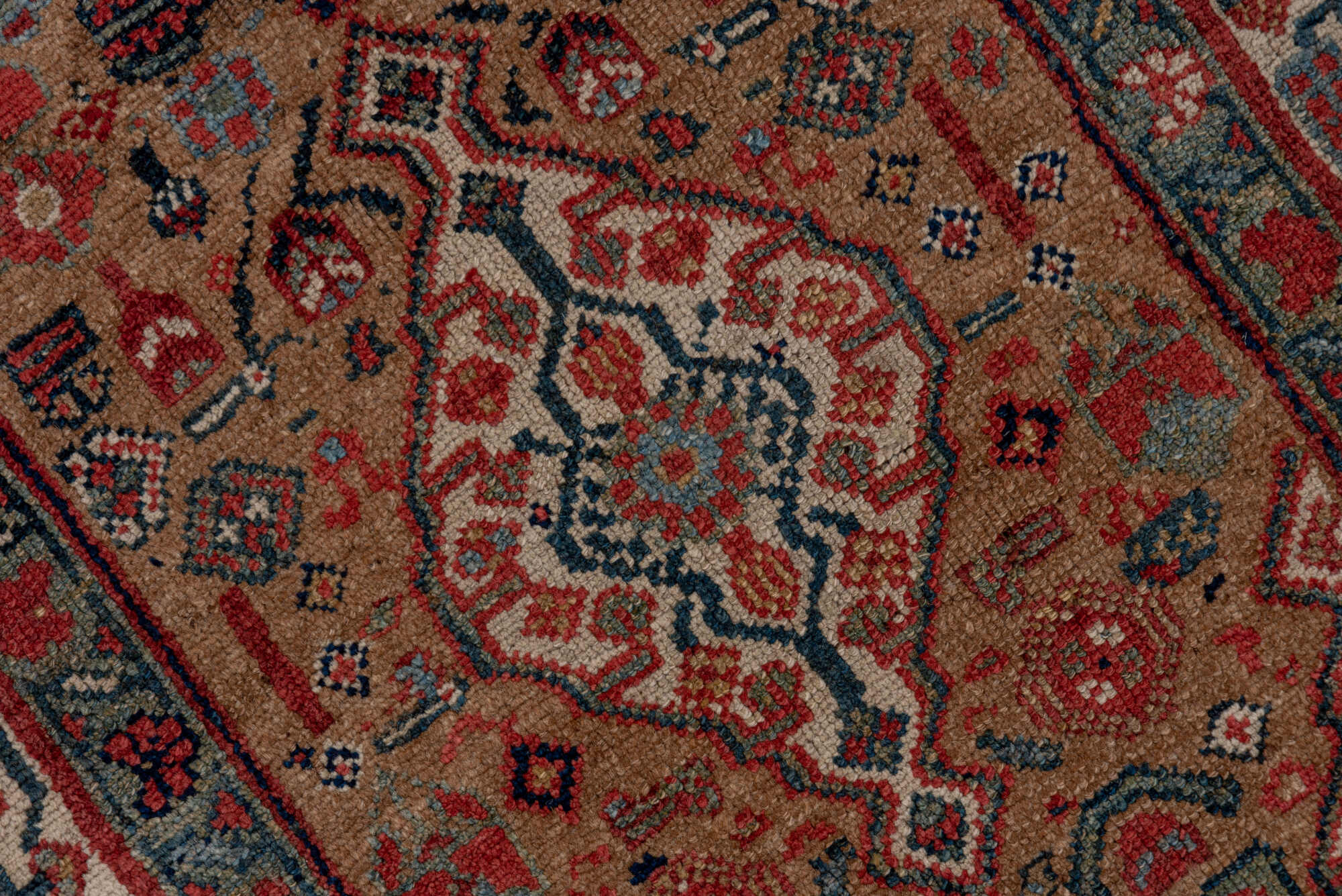 3' x 13' one-of-a-kind handmade vintage Cam Hamadan runner rug. Color palette: black, brown, charcoal, gray, pink, red