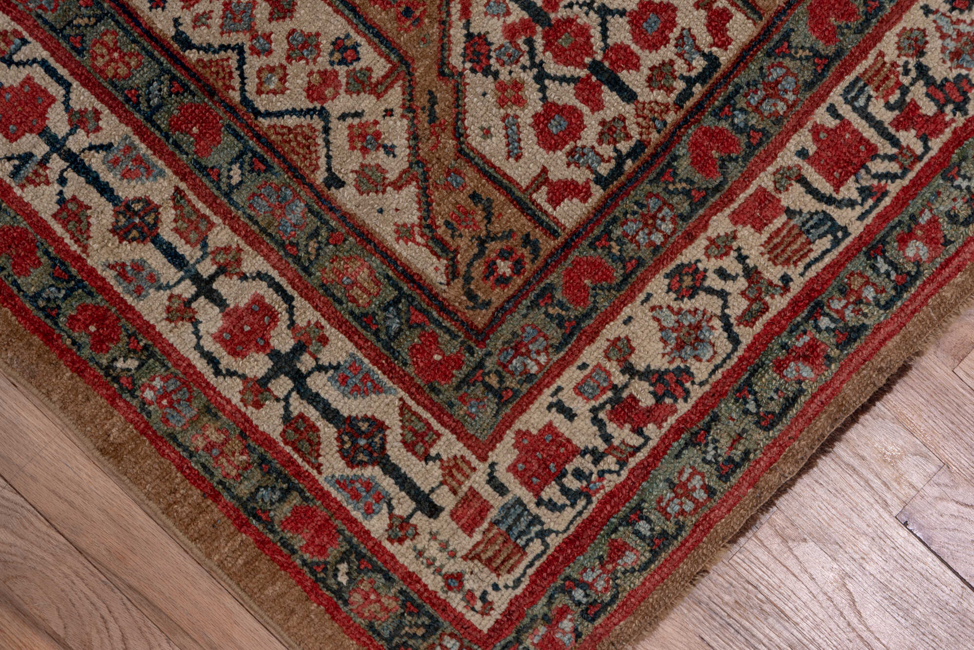 3' x 13' one-of-a-kind handmade vintage Cam Hamadan runner rug. Color palette: black, brown, charcoal, gray, pink, red