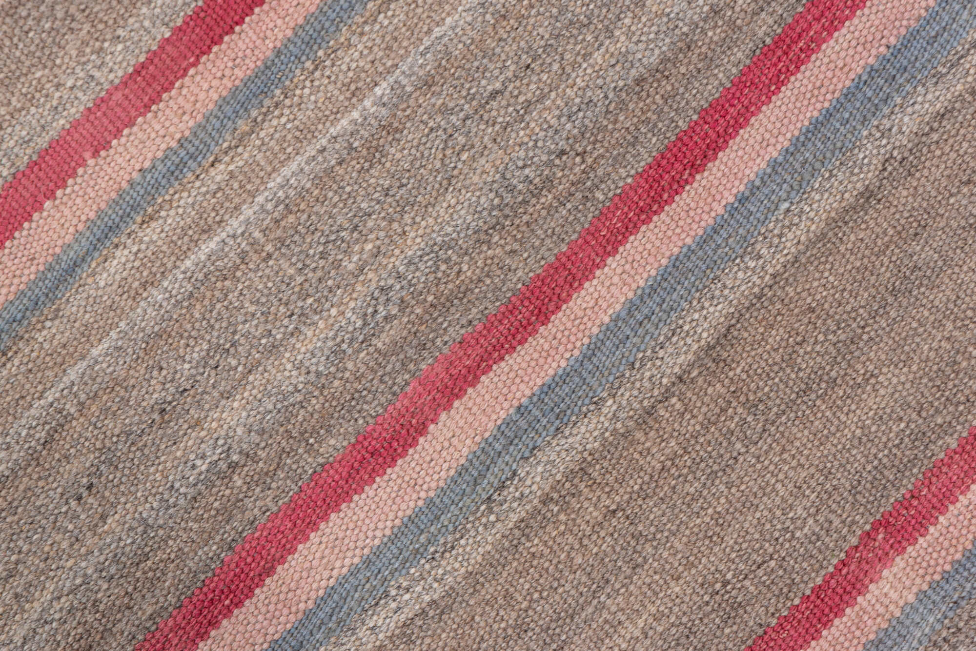 2' x 11' one-of-a-kind handmade vintage Kilim runner rug. Color palette: blue, fiord, gray, light gray, off-white, pink