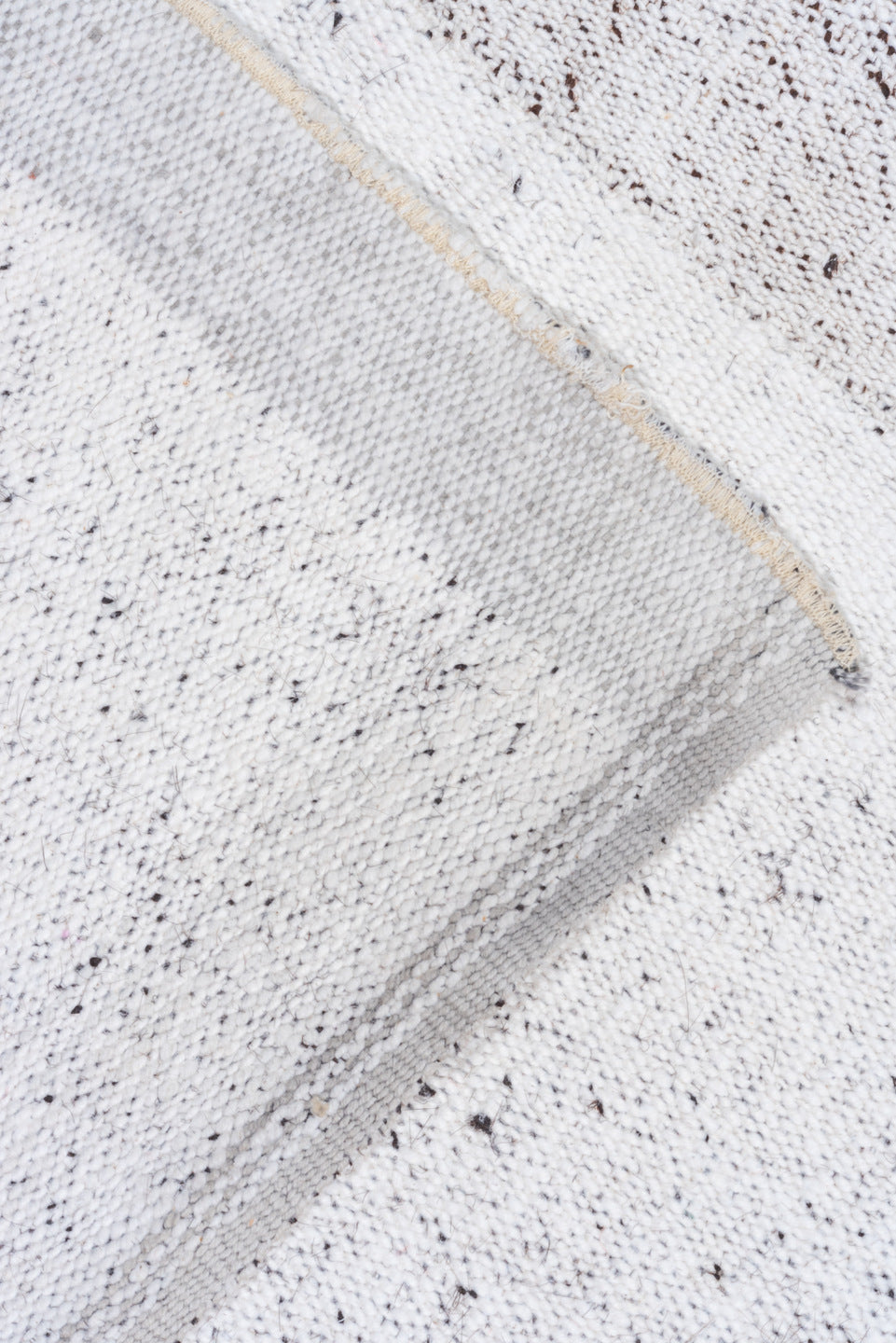 8' x 12' one-of-a-kind handmade vintage Flatweave large size rug. Color palette: gray, light gray, off-white, light blue