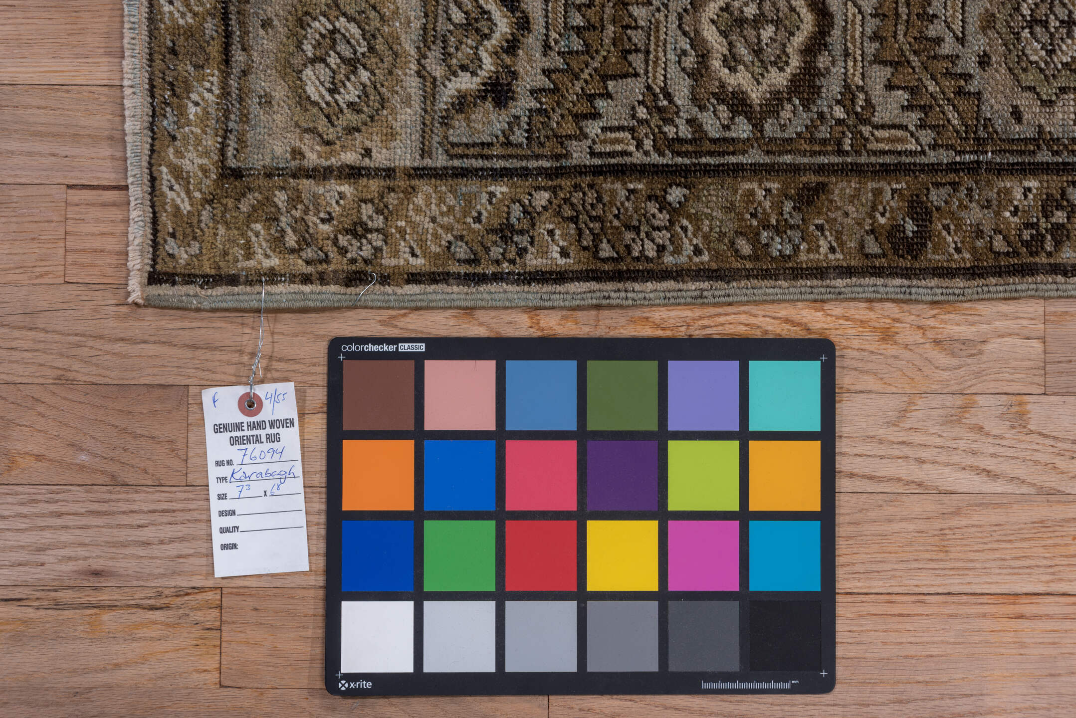 6' x 7' one-of-a-kind handmade vintage Karabagh rug. Color palette: gray, brown, dim gray