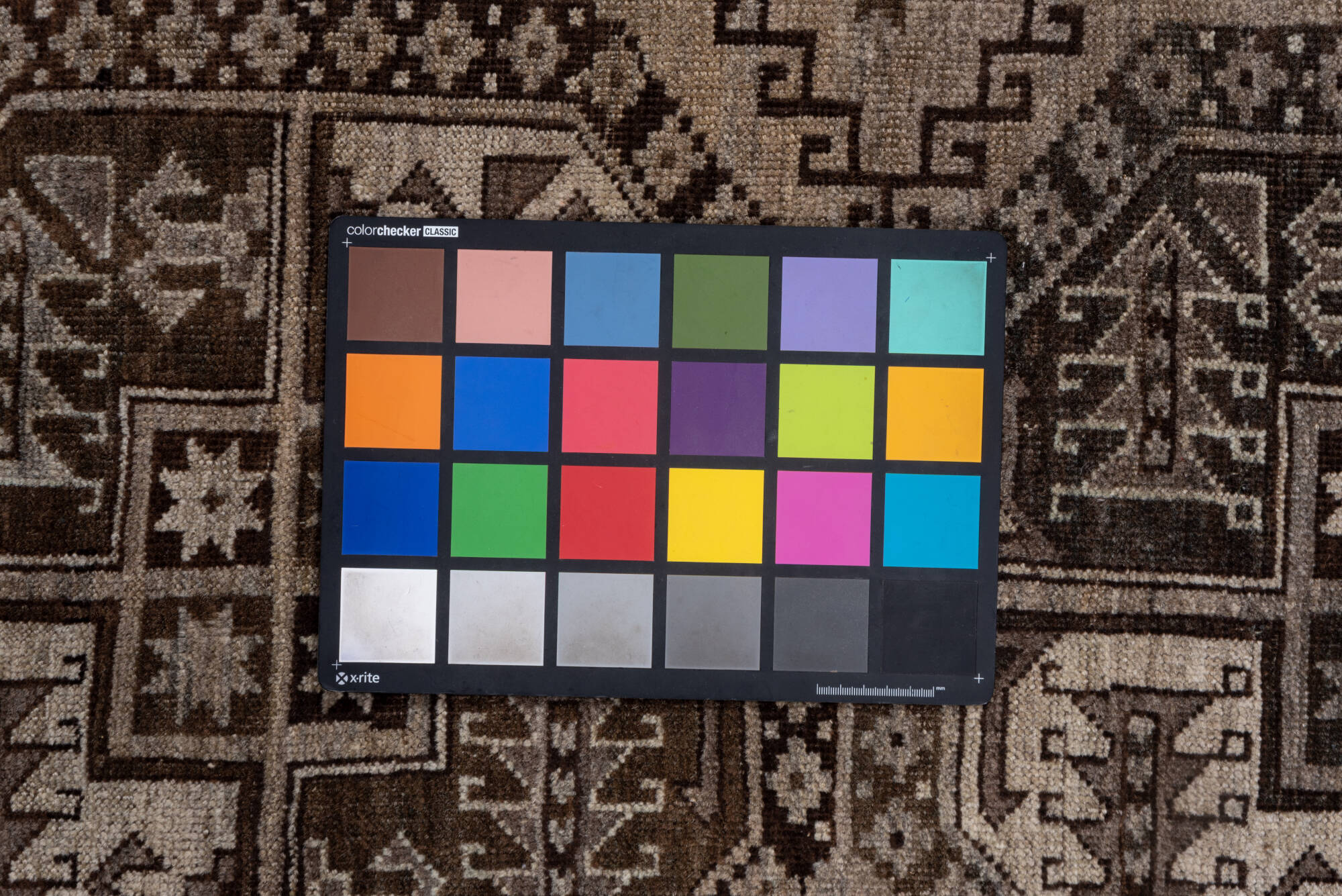 7' x 9' one-of-a-kind handmade vintage Afghan rug. Color palette: brown, gray, off-white, pink, snow, white, whitesmoke