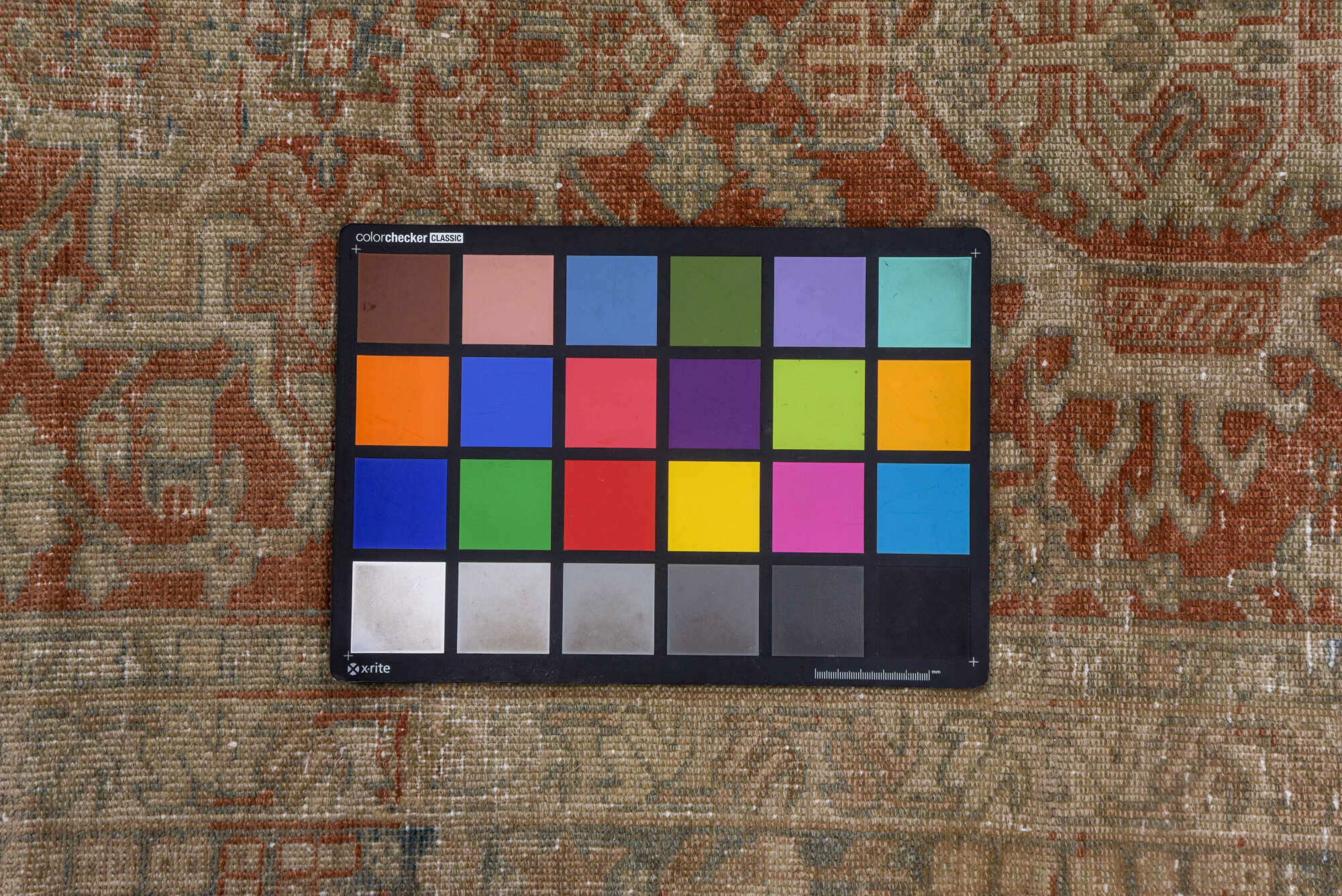 7' x 10' one-of-a-kind handmade vintage Karaje large size rug. Color palette: brown, pink, gray, light gray