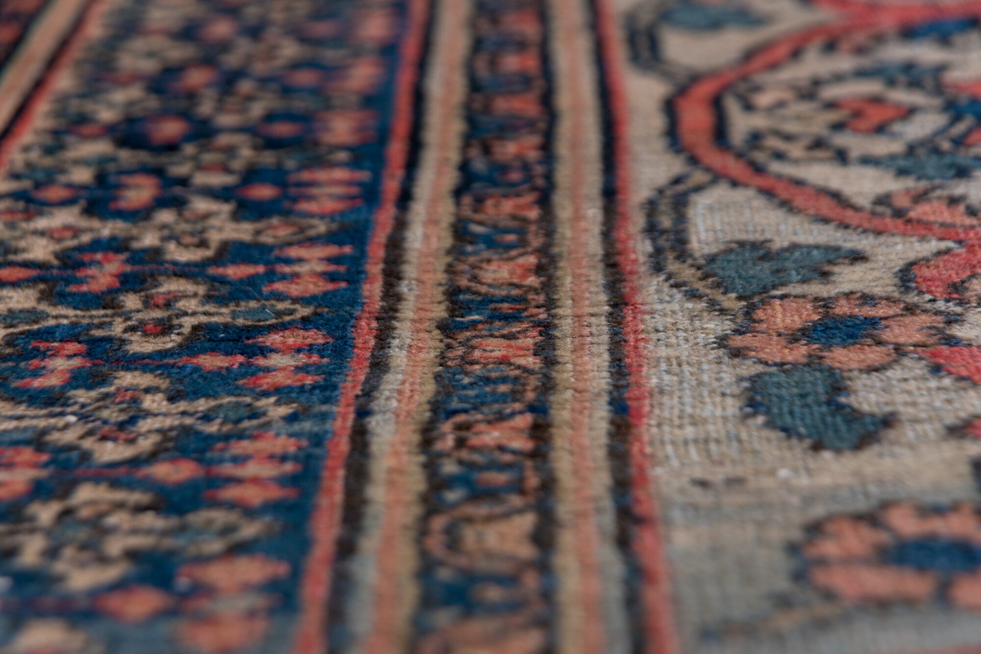10' x 14' one-of-a-kind handmade vintage Khorassan large size rug. Color palette: blue, brown, dark gray, dim gray, fiord