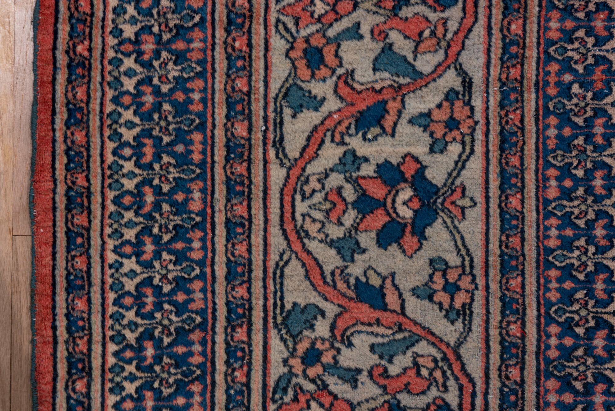 10' x 14' one-of-a-kind handmade vintage Khorassan large size rug. Color palette: blue, brown, dark gray, dim gray, fiord