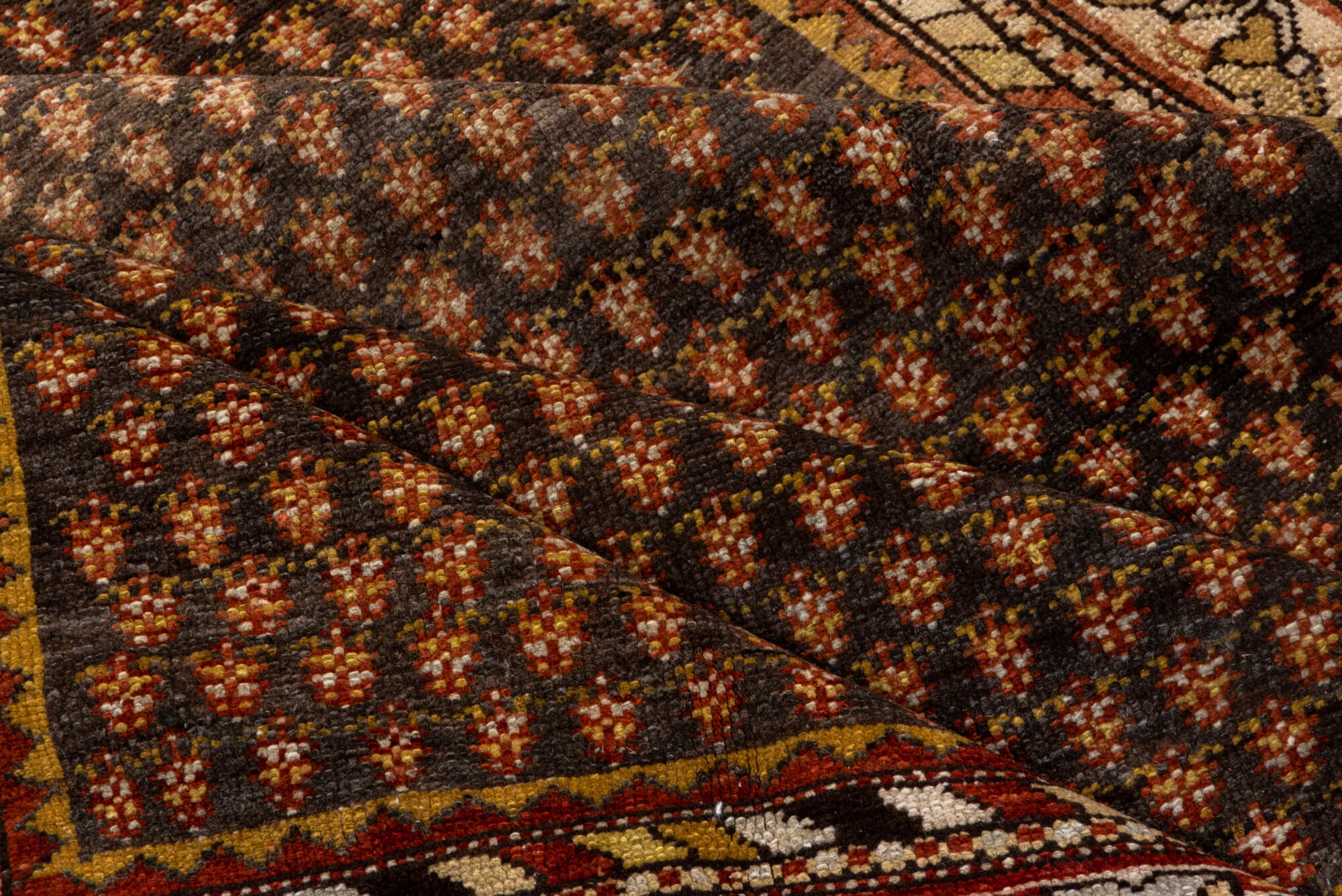 4' x 6' one-of-a-kind handmade vintage Malayer small size rug. Color palette: brown, gray, light gray, off-white