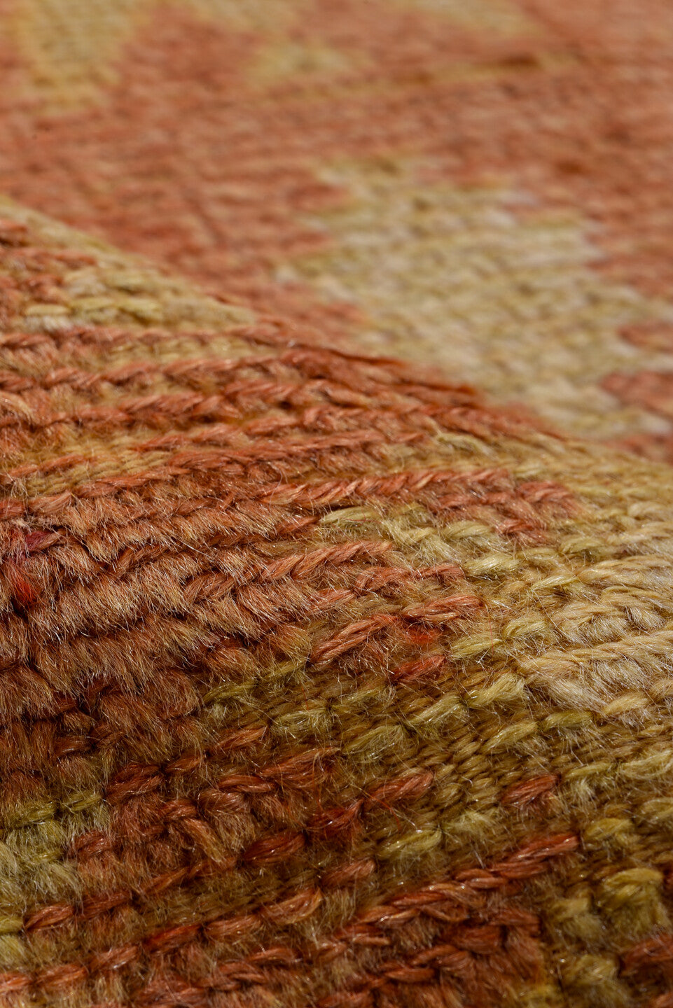 4' x 10' one-of-a-kind handmade vintage Moroccan runner rug. Color palette: brown, orange, red, off-white, tan, sienna