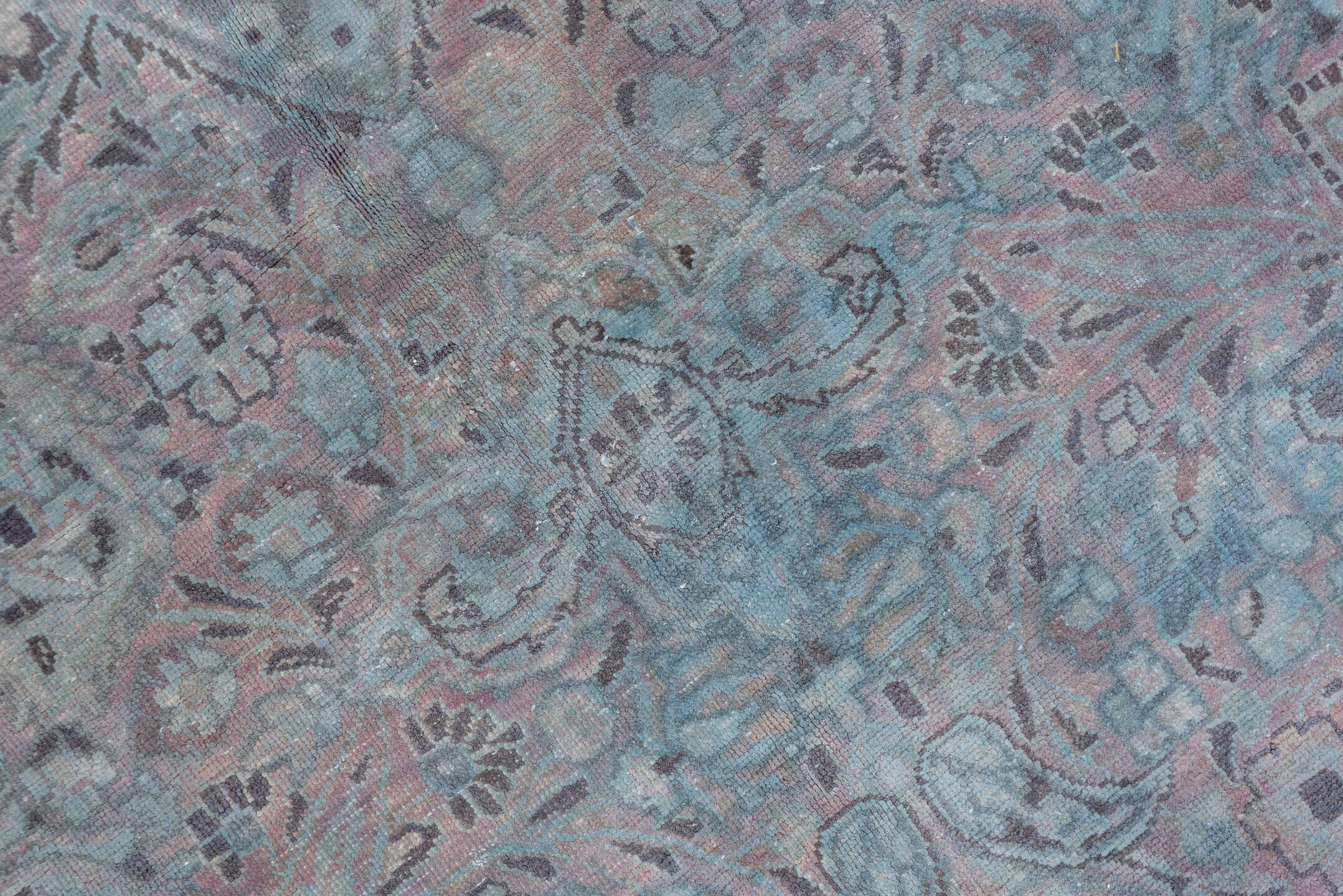 8' x 11' one-of-a-kind handmade vintage Khorassan large size rug. Color palette: gray, light gray, blue, light blue