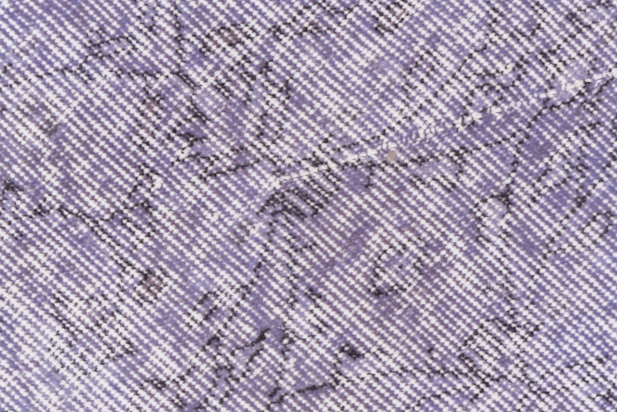 5' x 8' one-of-a-kind handmade vintage Overdyed medium size rug. Color palette: blue, gray, lavender, light blue, light gray