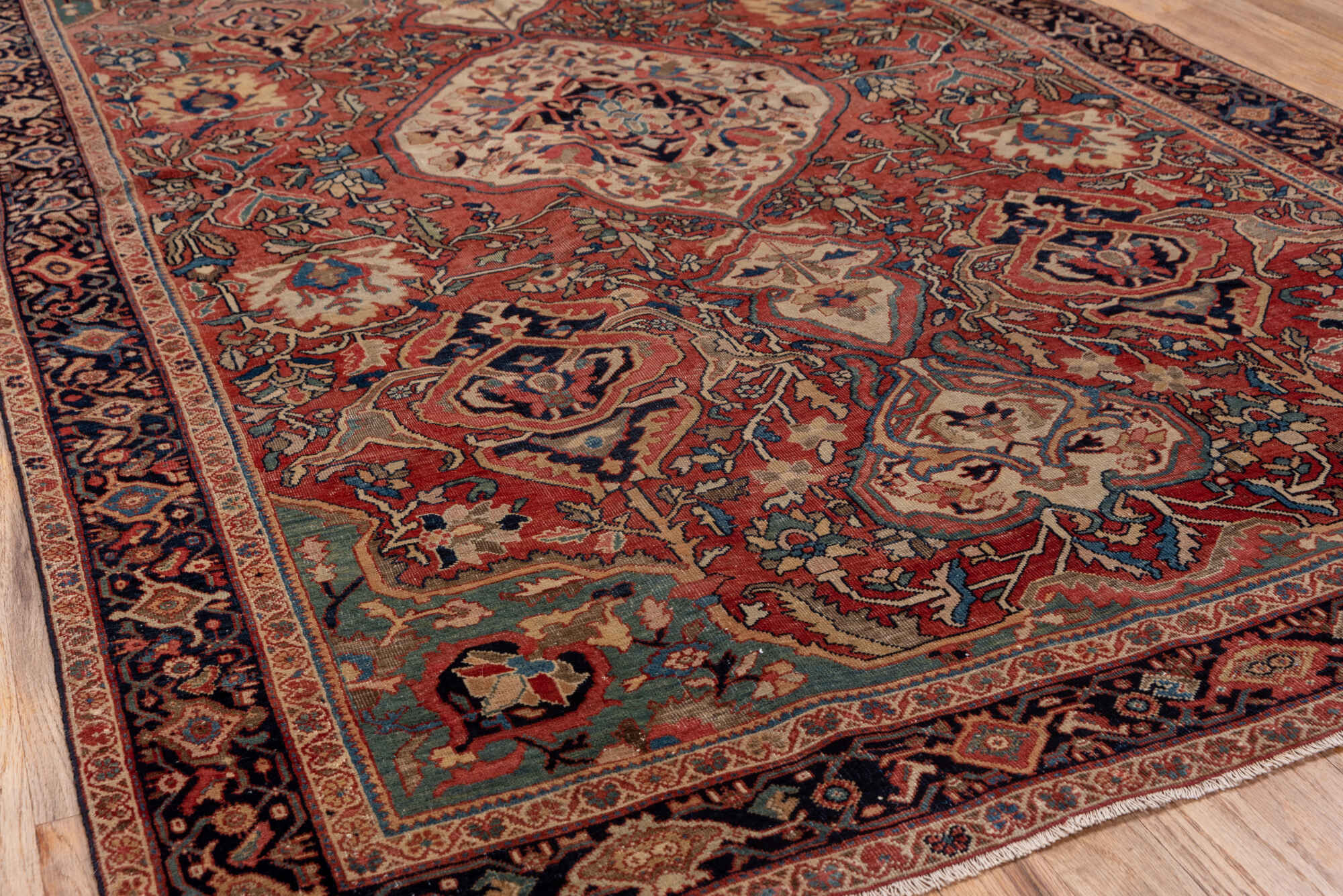 4' x 6' one-of-a-kind handmade vintage Far.Sarouk small size rug. Color palette: black, blue, brown, charcoal, gray