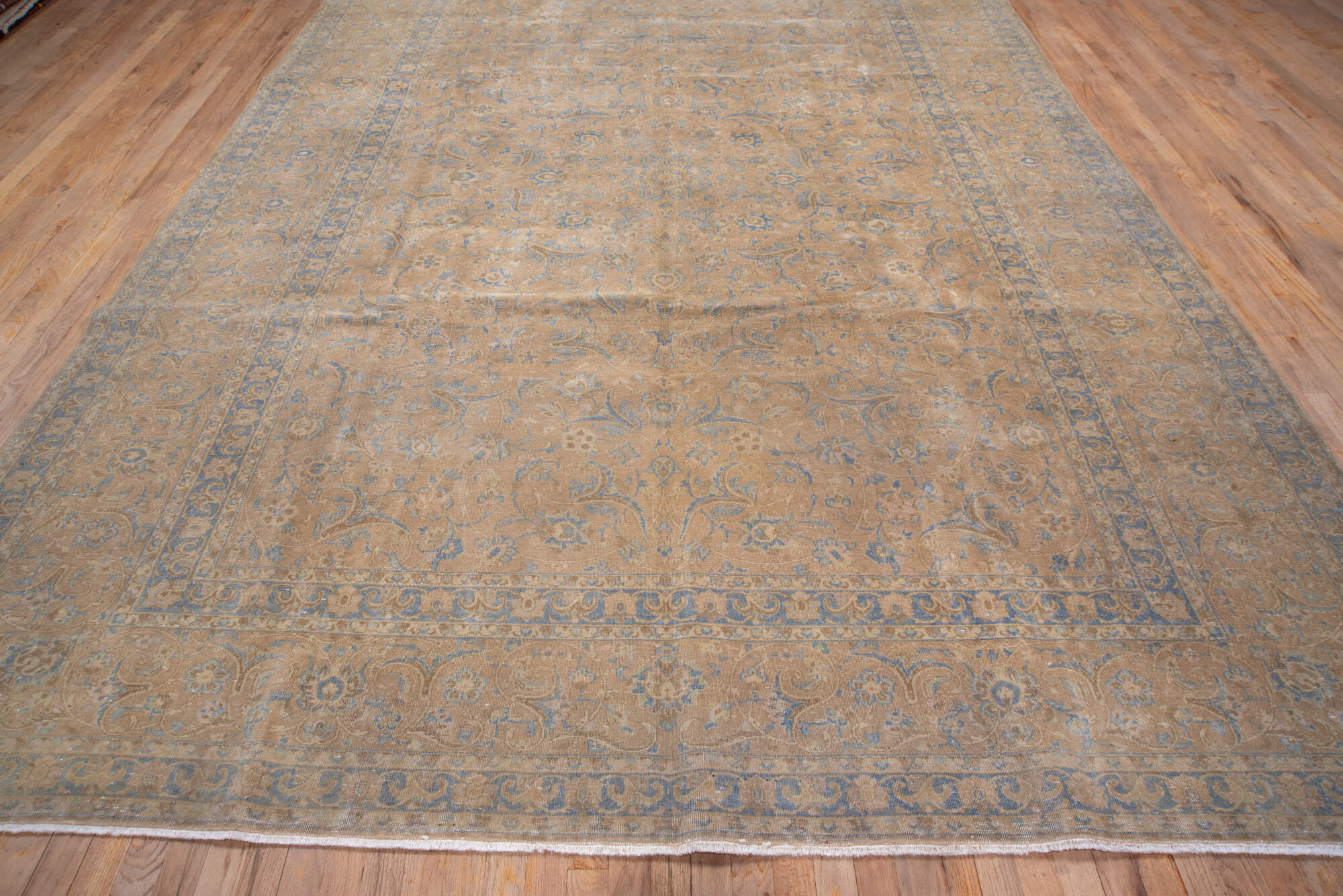 9' x 12' one-of-a-kind handmade vintage Kashan large size rug. Color palette: brown, dark gray, gray, light gray, pink