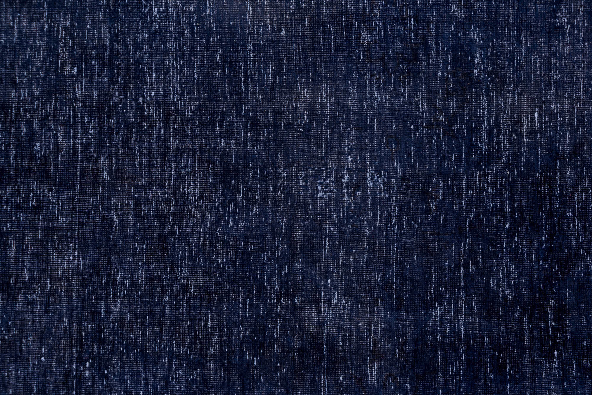 9' x 13' one-of-a-kind handmade vintage Overdyed large size rug. Color palette: blue, fiord, gray, light blue