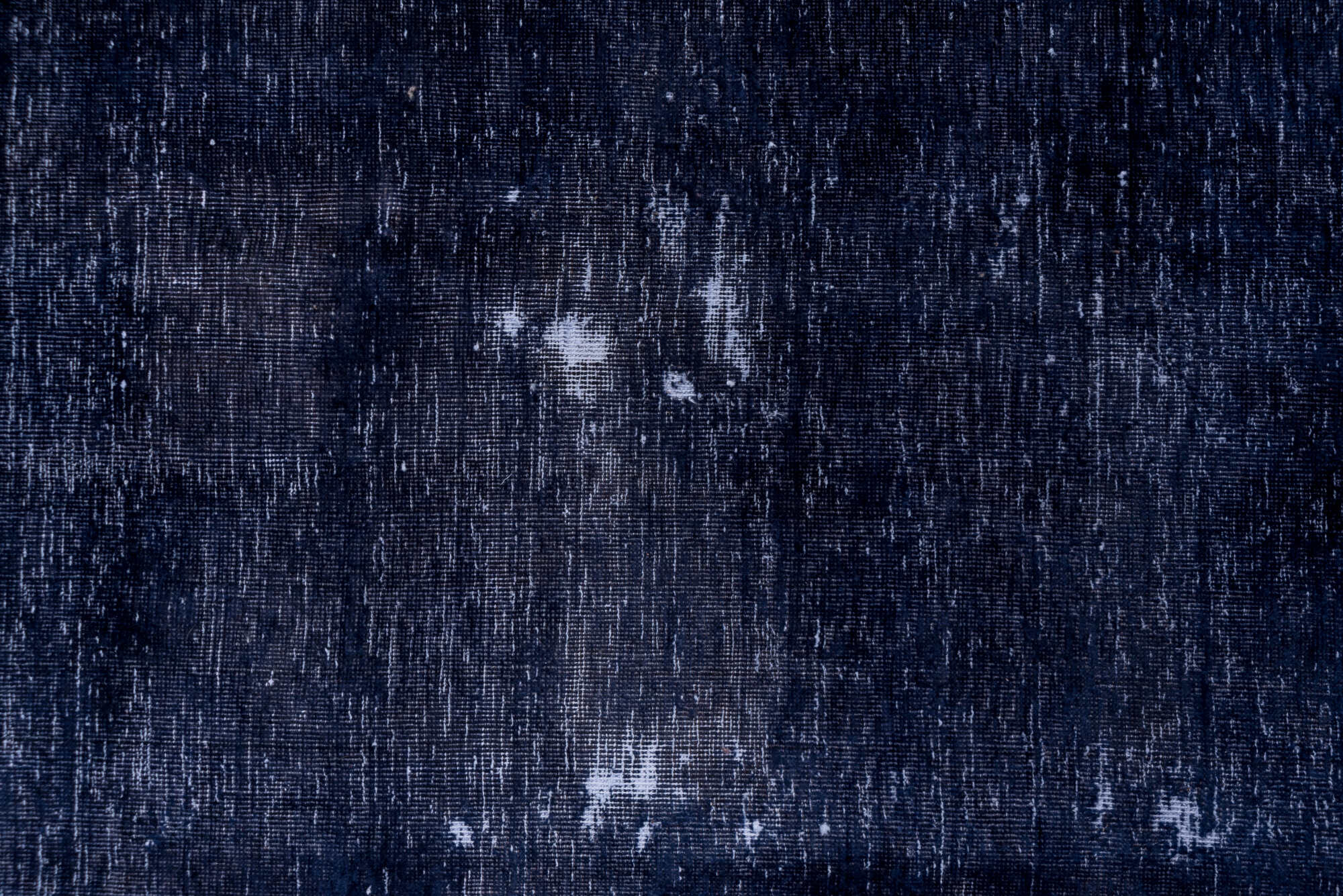 9' x 13' one-of-a-kind handmade vintage Overdyed large size rug. Color palette: blue, fiord, gray, light blue