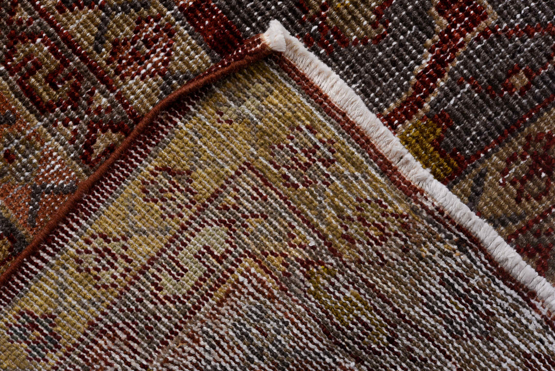 10' x 14' one-of-a-kind handmade vintage Mahal large size rug. Color palette: red, pink, brown, gray, light gray, off-white