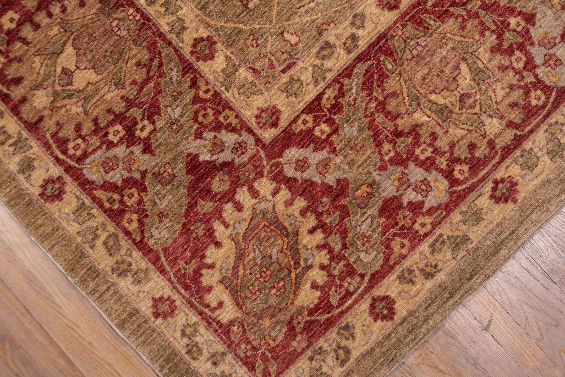 12' x 17' one-of-a-kind handmade vintage Sultanabad oversize rug. Color palette: brown, red, pink, gray