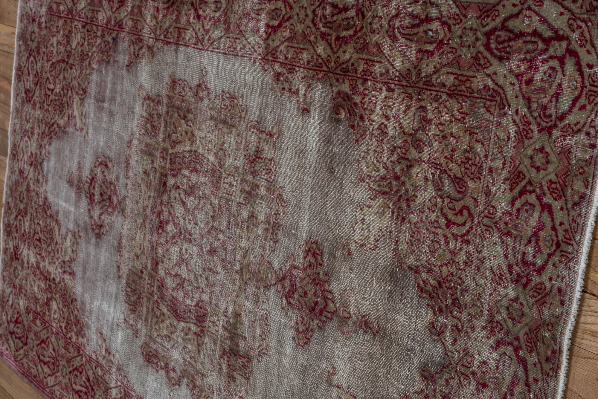 3' x 5' one-of-a-kind handmade vintage Sivas small size rug. Color palette: brown, red, pink, gray, light gray, silver
