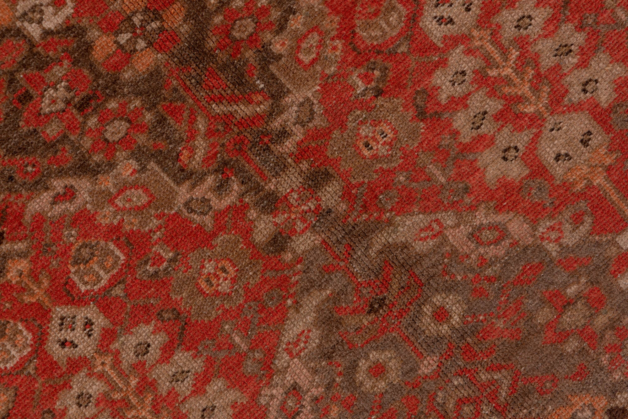 5' x 13' one-of-a-kind handmade vintage Malayer rug. Color palette: brown, gray, off-white, pink, snow, white, whitesmoke