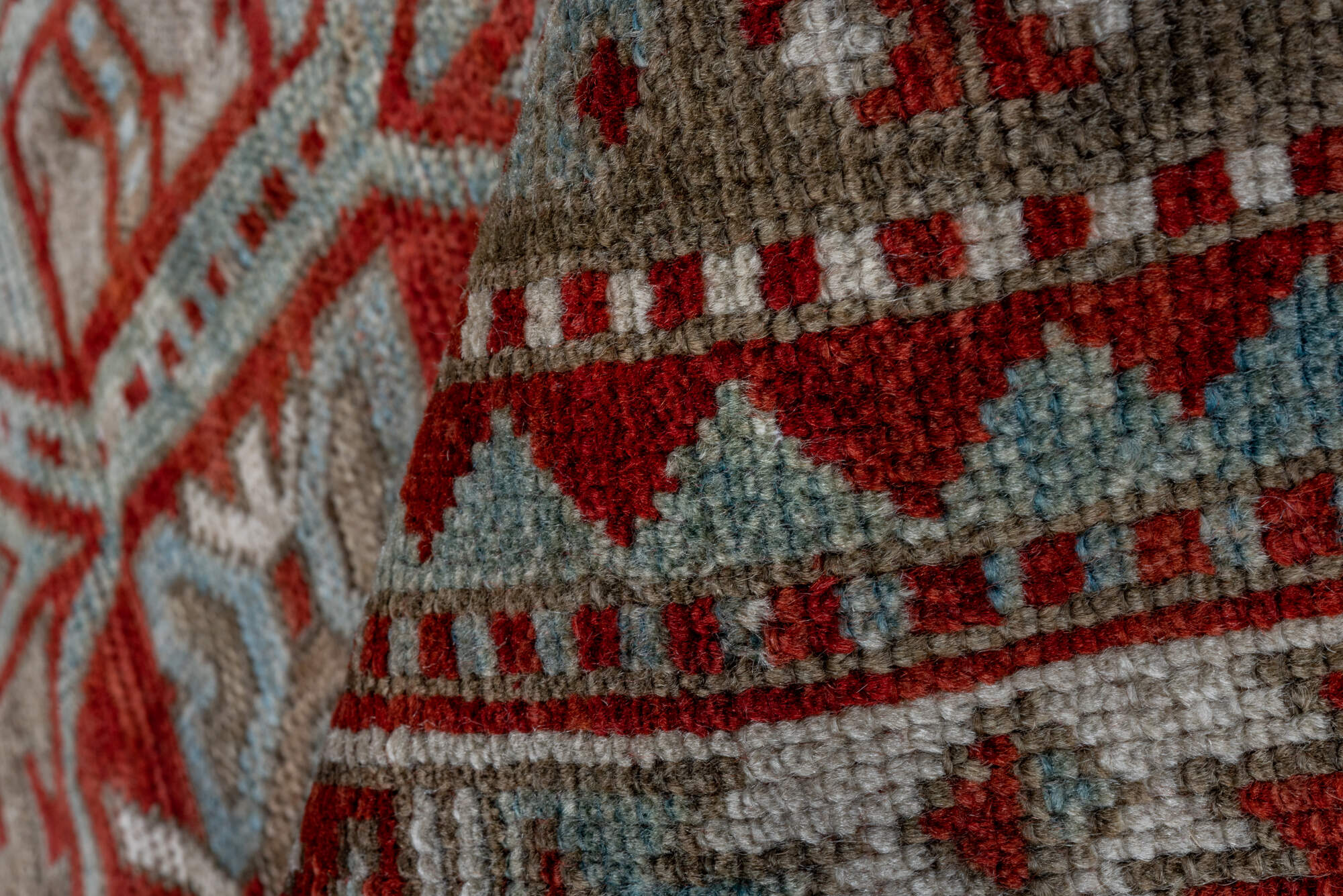 4' x 7' one-of-a-kind handmade vintage Kazak rug. Color palette: brown, gray, pink