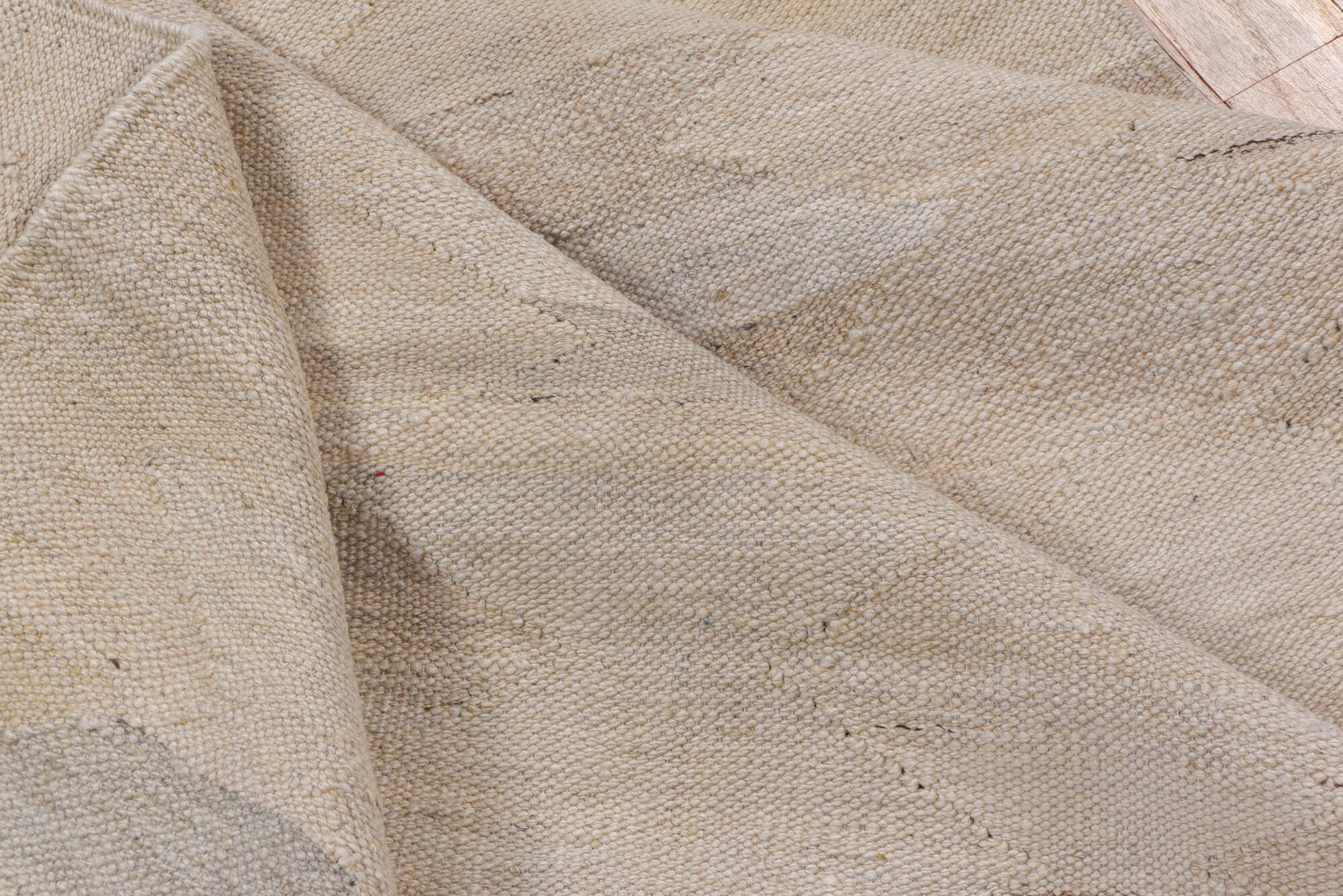 3' x 13' one-of-a-kind handmade vintage Kilim runner rug. Color palette: gray, light gray, off-white, pink, silver, snow