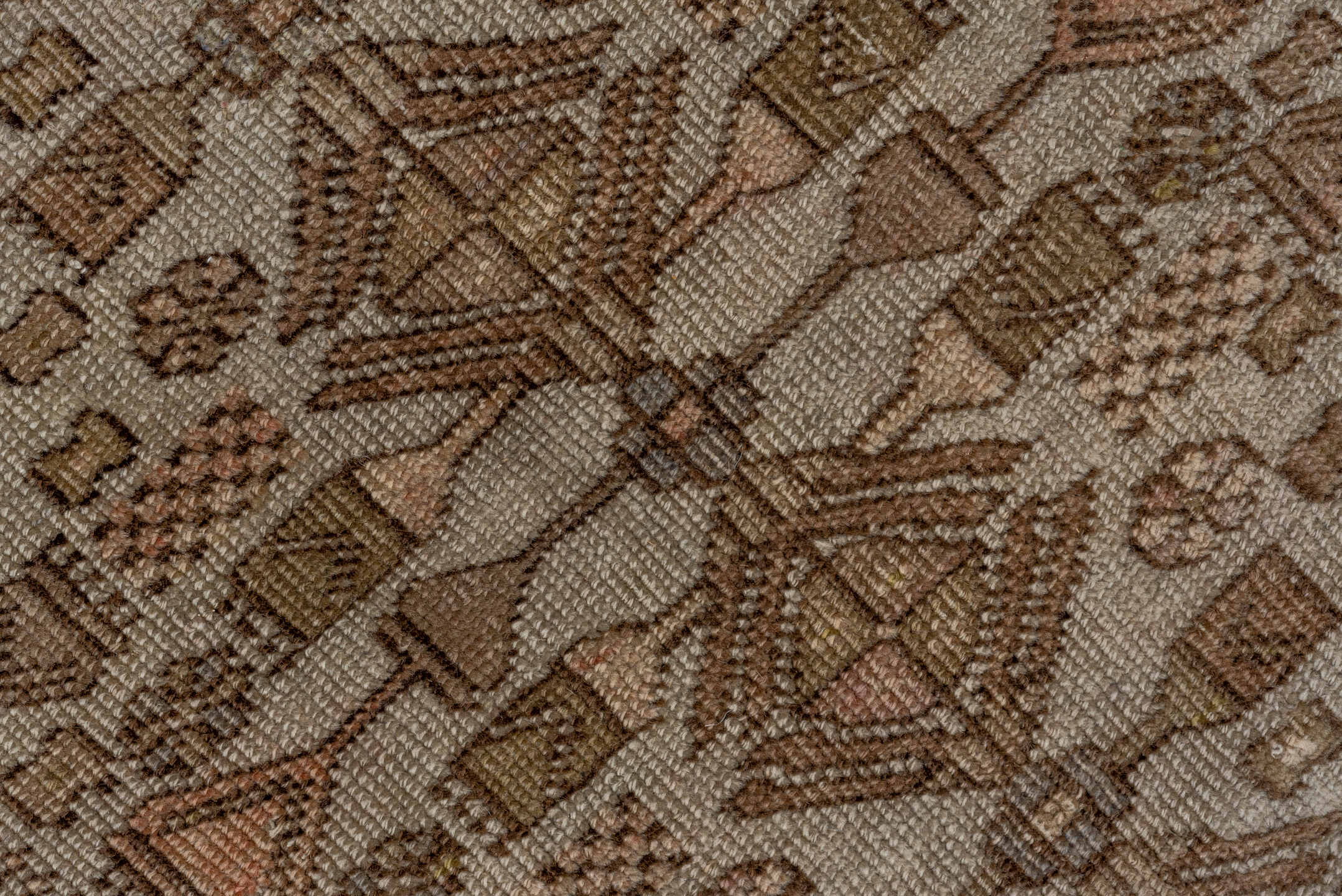 4' x 6' one-of-a-kind handmade vintage Caucasian small size rug. Color palette: brown, gray