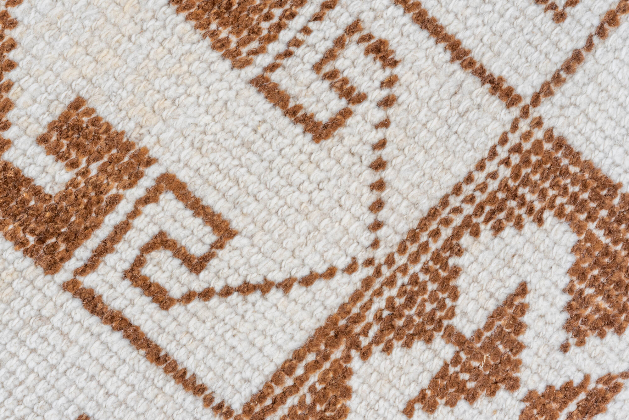 3' x 10' one-of-a-kind handmade vintage Kars runner rug. Color palette: brown, gainsboro, gray, light gray, linen, off-white