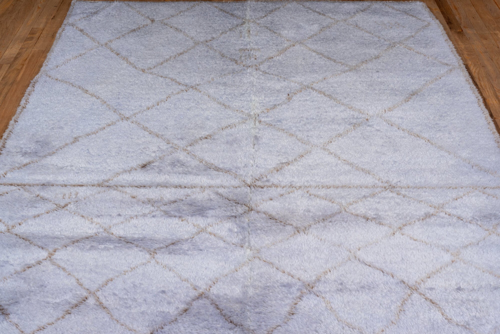 5' x 8' one-of-a-kind handmade vintage Moroccan medium size rug. Color palette: gray, lavender, light blue, light gray