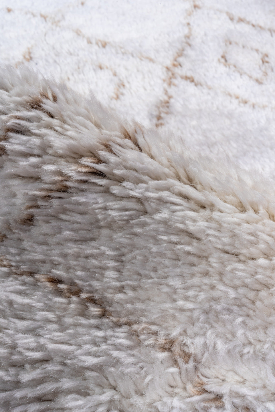 3' x 11' one-of-a-kind handmade vintage Moroccan runner rug. Color palette: gray, pink, light gray, off-white, brown