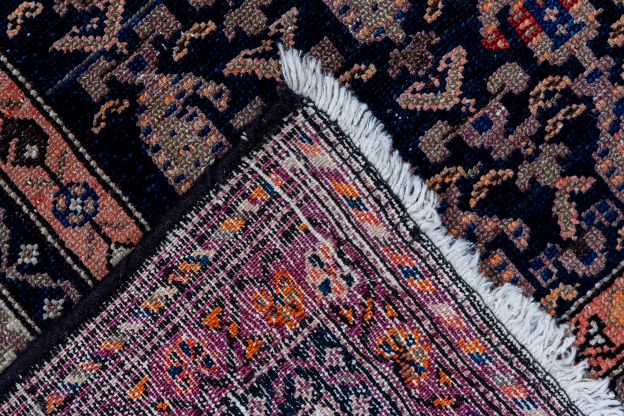 4' x 6' one-of-a-kind handmade vintage Malayer small size rug. Color palette: black, brown, gray, pink, red, redwood, sienna
