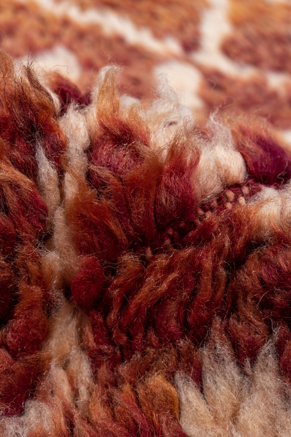 6' x 8' one-of-a-kind handmade vintage Moroccan medium size rug. Color palette: pink, brown, orange, sienna