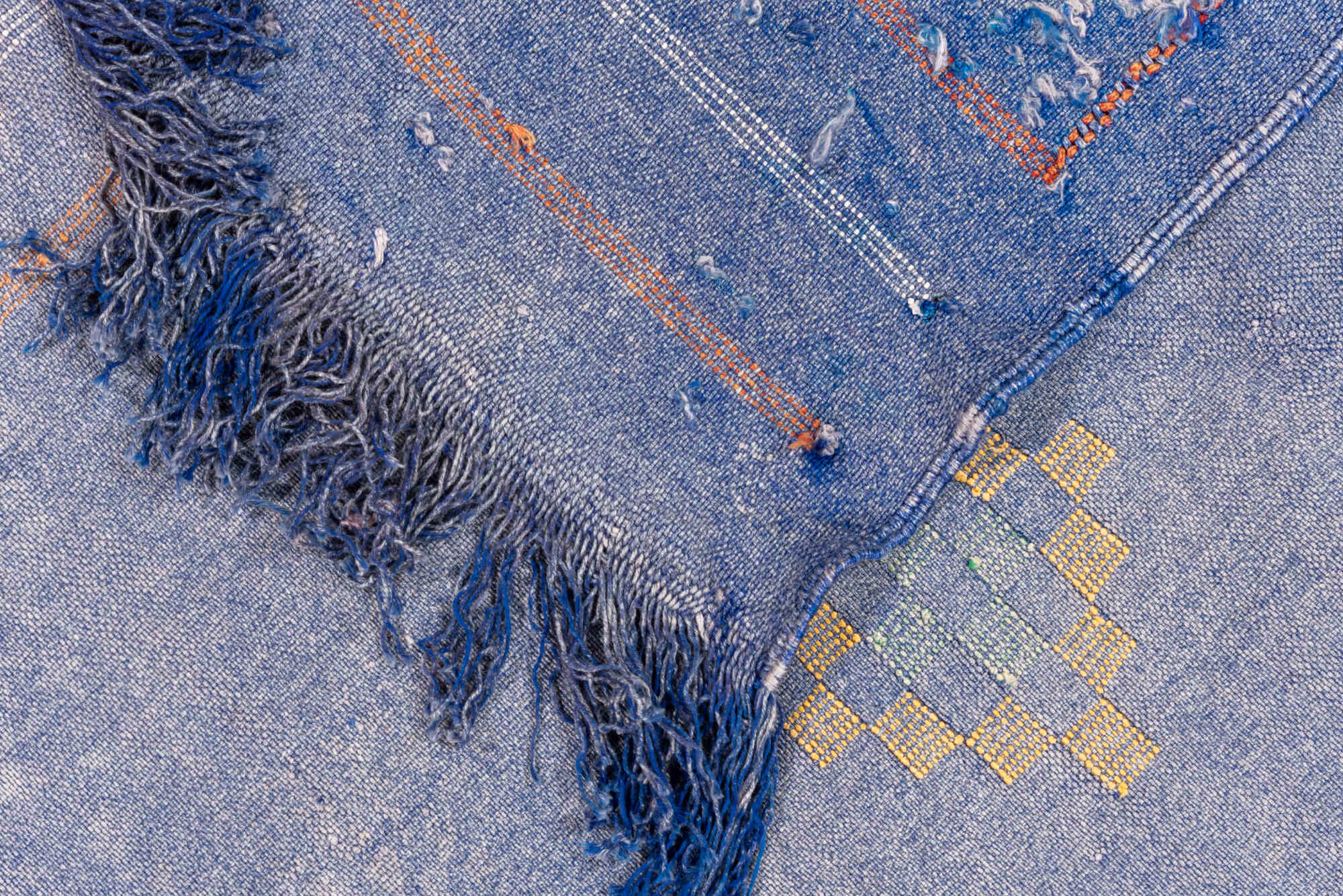 6' x 9' one-of-a-kind handmade vintage Cactus Kilim medium size rug. Color palette: light blue, gray, off-white, brown