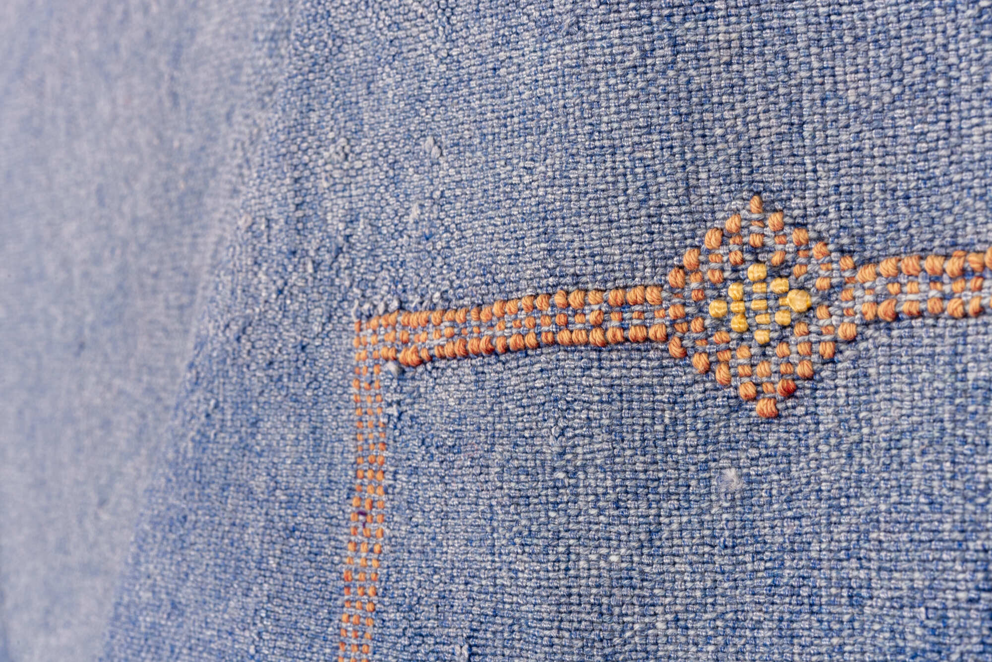 6' x 9' one-of-a-kind handmade vintage Cactus Kilim medium size rug. Color palette: light blue, gray, off-white, brown