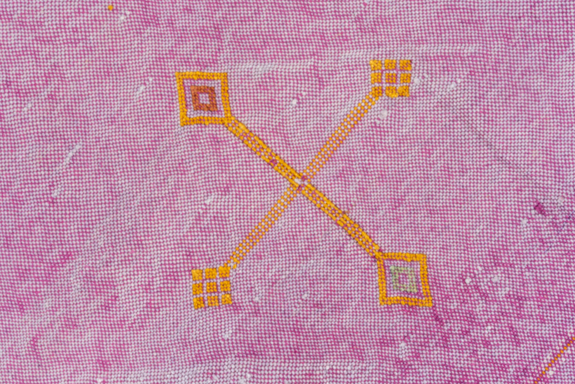 4' x 8' one-of-a-kind handmade vintage Cactus Kilim rug. Color palette: pink