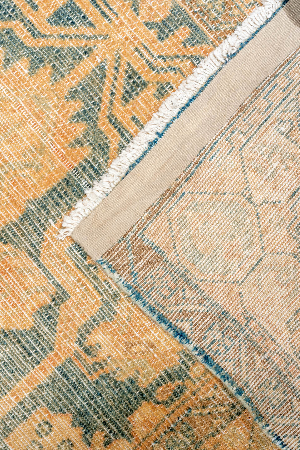 3' x 15' one-of-a-kind handmade vintage Malayer runner rug. Color palette: gray, orange, brown, black, off-white, light gray