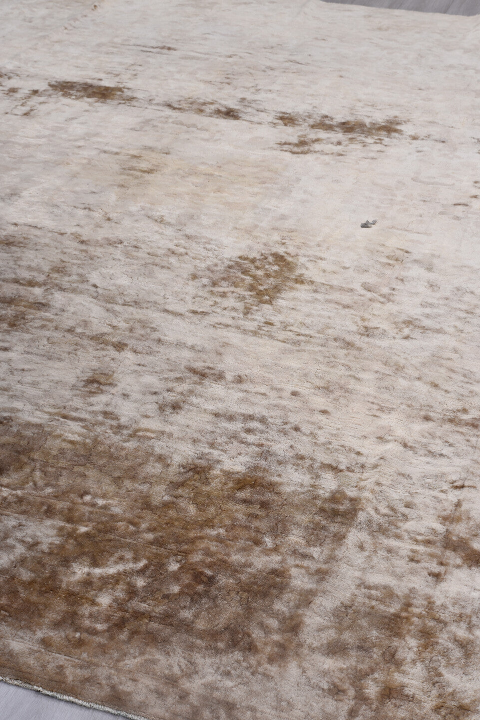 9' x 11' one-of-a-kind handmade vintage Hooked large size rug. Color palette: gray, light gray, off-white, brown, pink