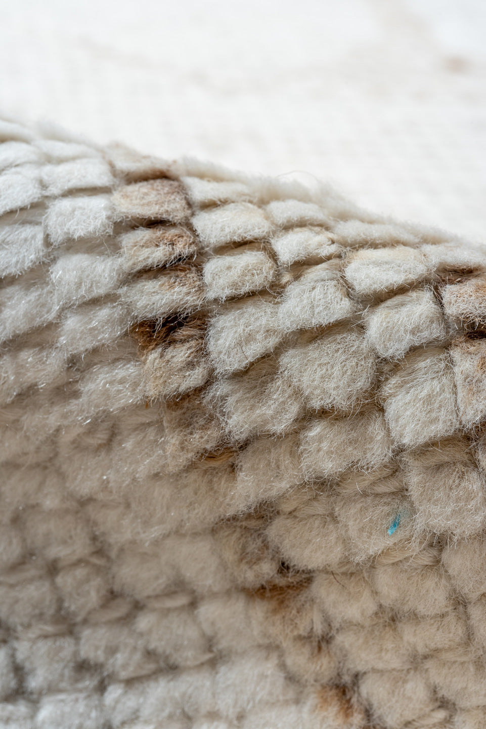 3' x 10' one-of-a-kind handmade vintage Kars runner rug. Color palette: off-white, gray, light gray, pink, brown, gainsboro