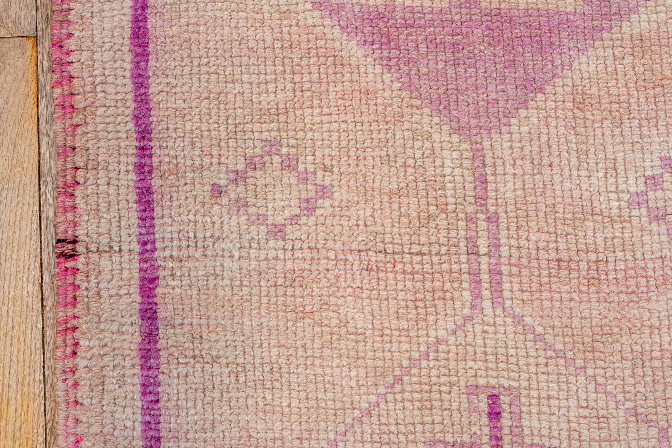 2' x 11' one-of-a-kind handmade vintage Kars runner rug. Color palette: orange, pink, off-white, red, brown, rosy brown