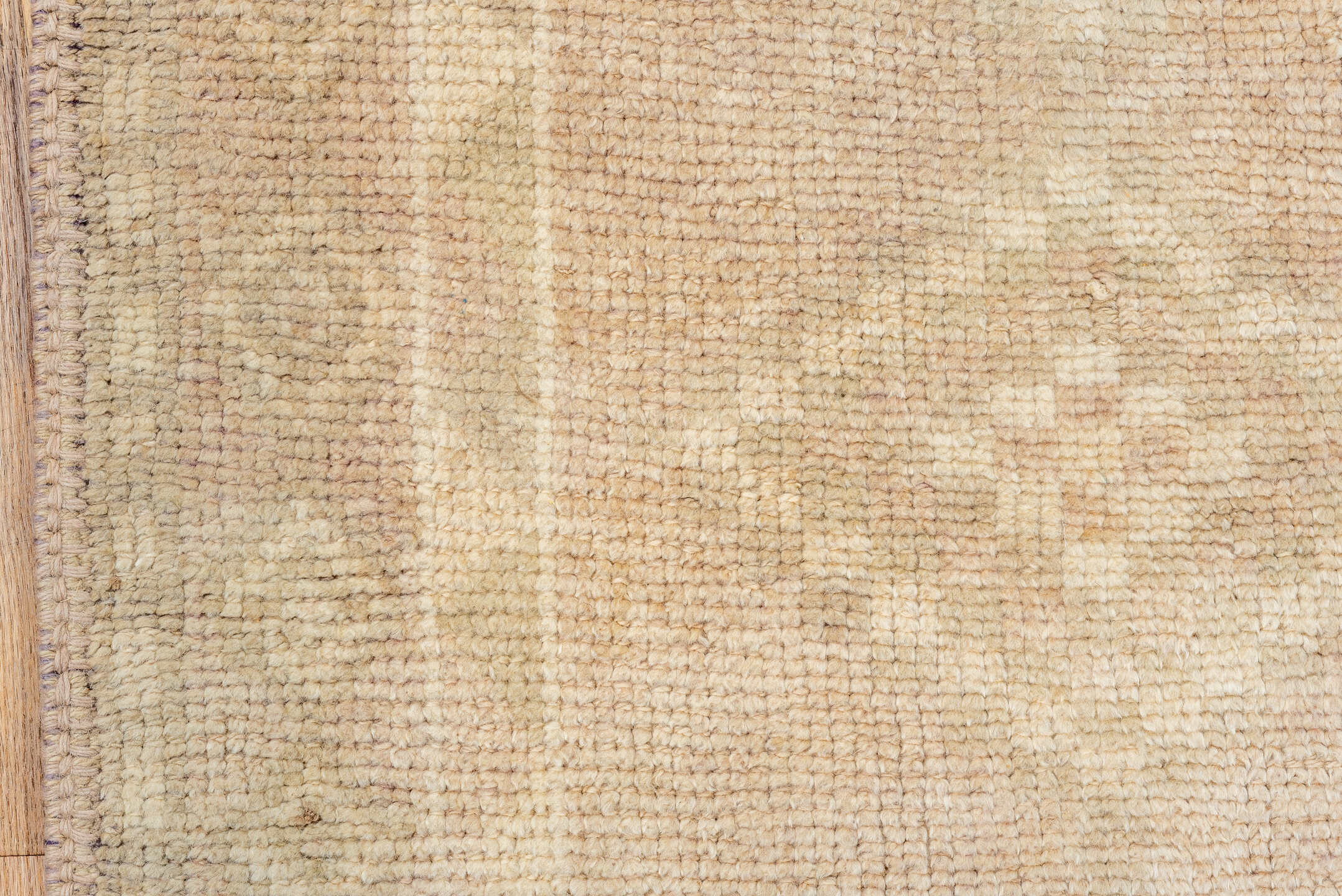 2' x 12' one-of-a-kind handmade vintage Kars runner rug. Color palette: pink, brown, off-white, orange, tan, bisque