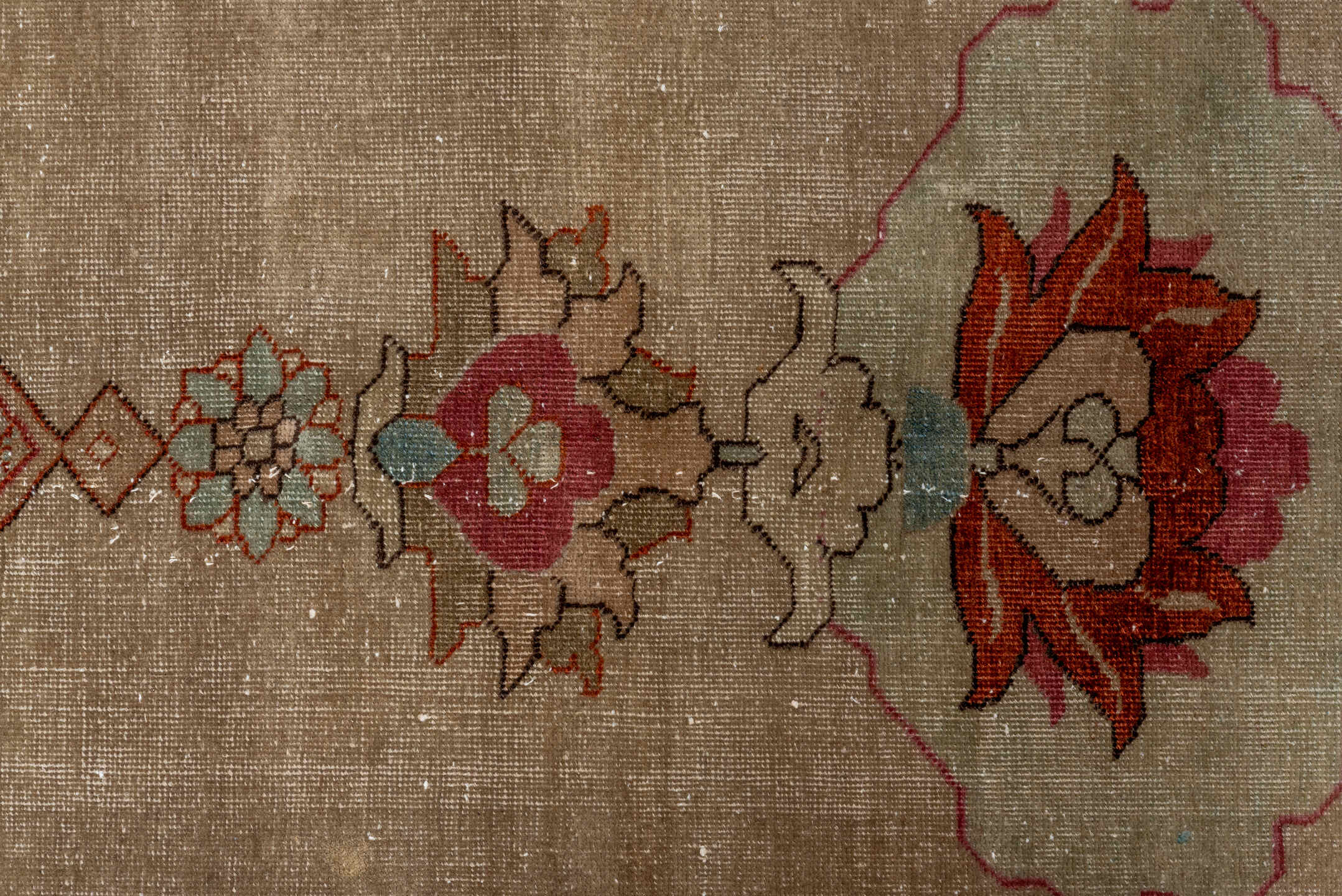 8' x 12' one-of-a-kind handmade vintage Tabriz large size rug. Color palette: gray, brown